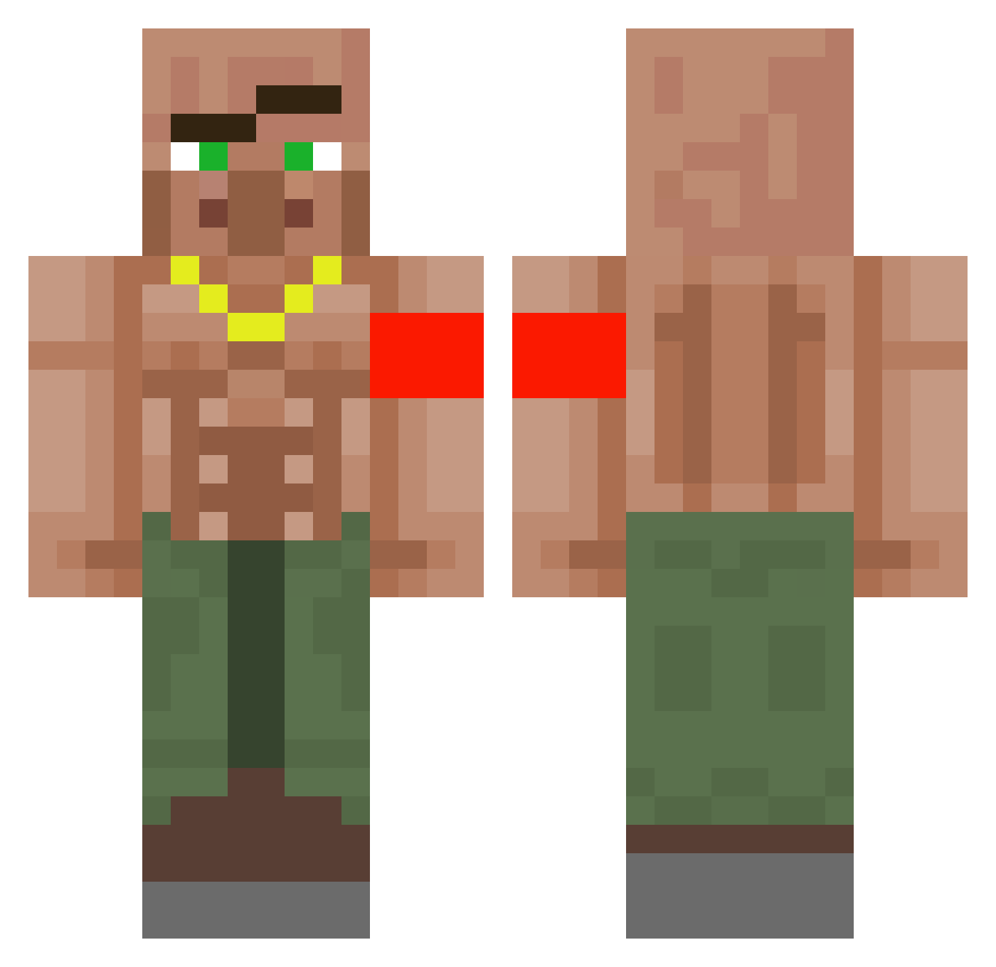 VoidRippers Minecraft skin, front and back view