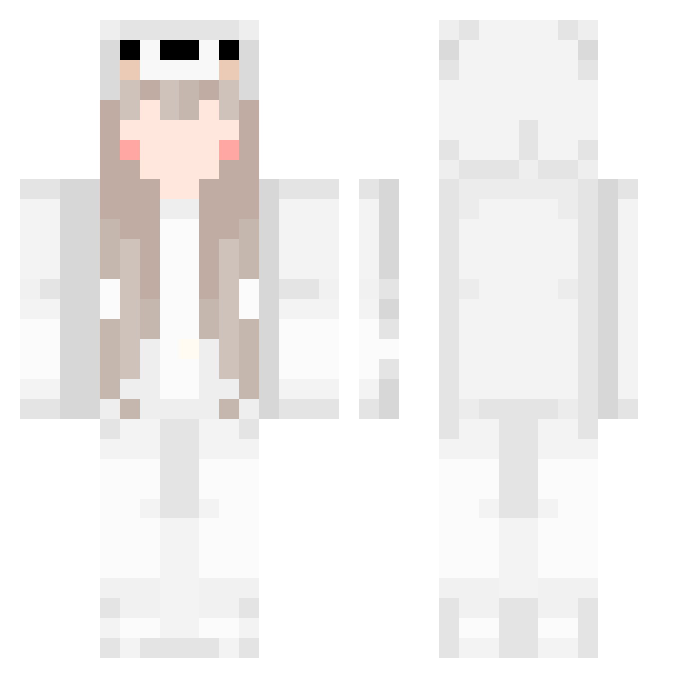 Raisable Minecraft skin, front and back view