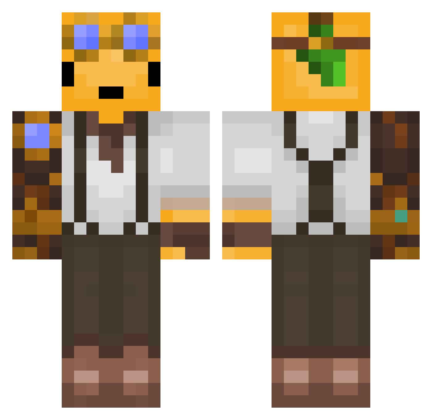 Saftii Minecraft skin, front and back view