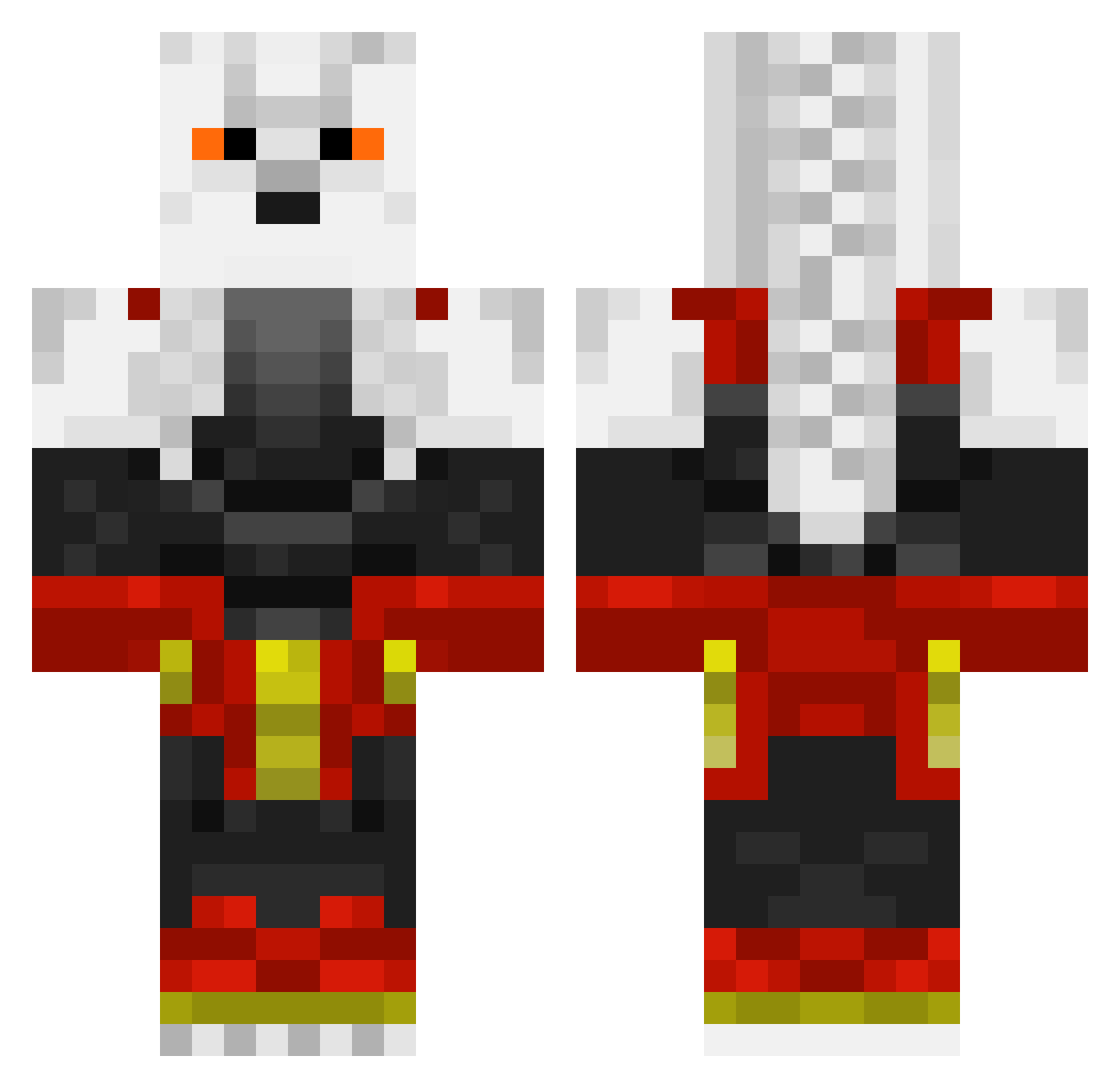 Flagging Minecraft skin, front and back view