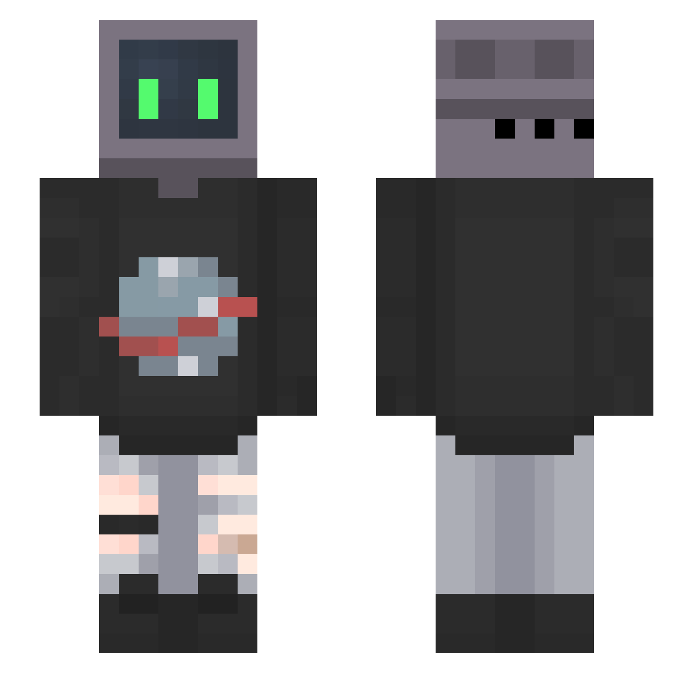 NetworkMonitor Minecraft skin, front and back view