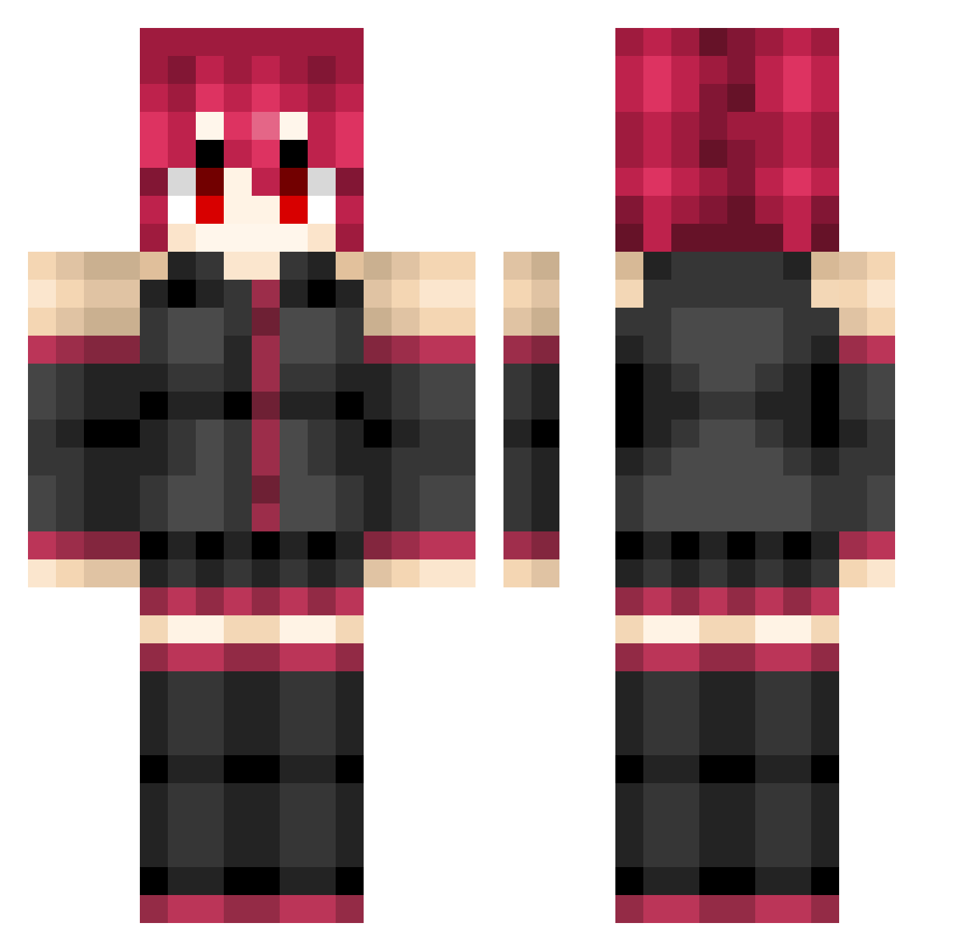 Anemalex Minecraft skin, front and back view