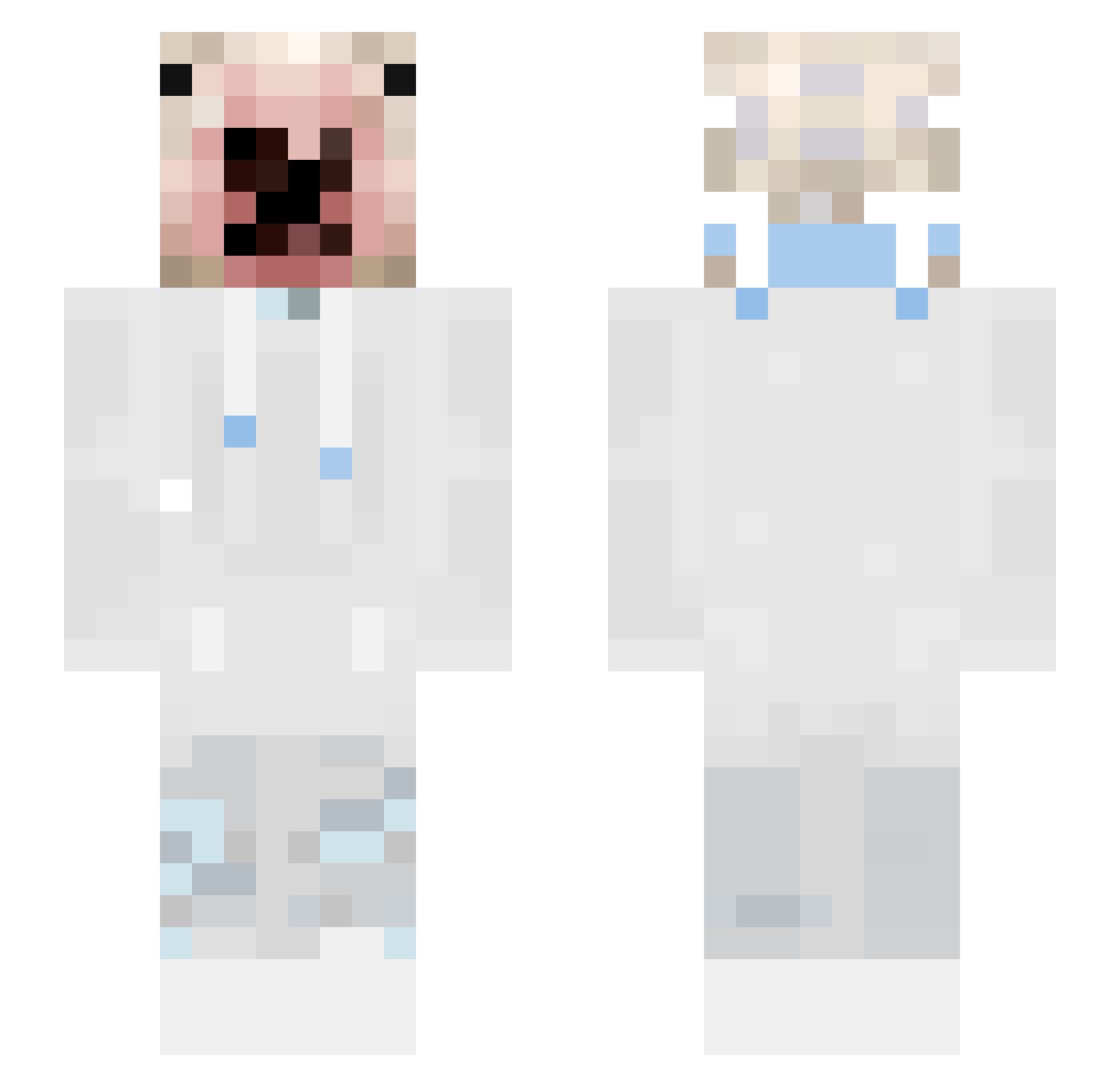 Analyses Minecraft skin, front and back view