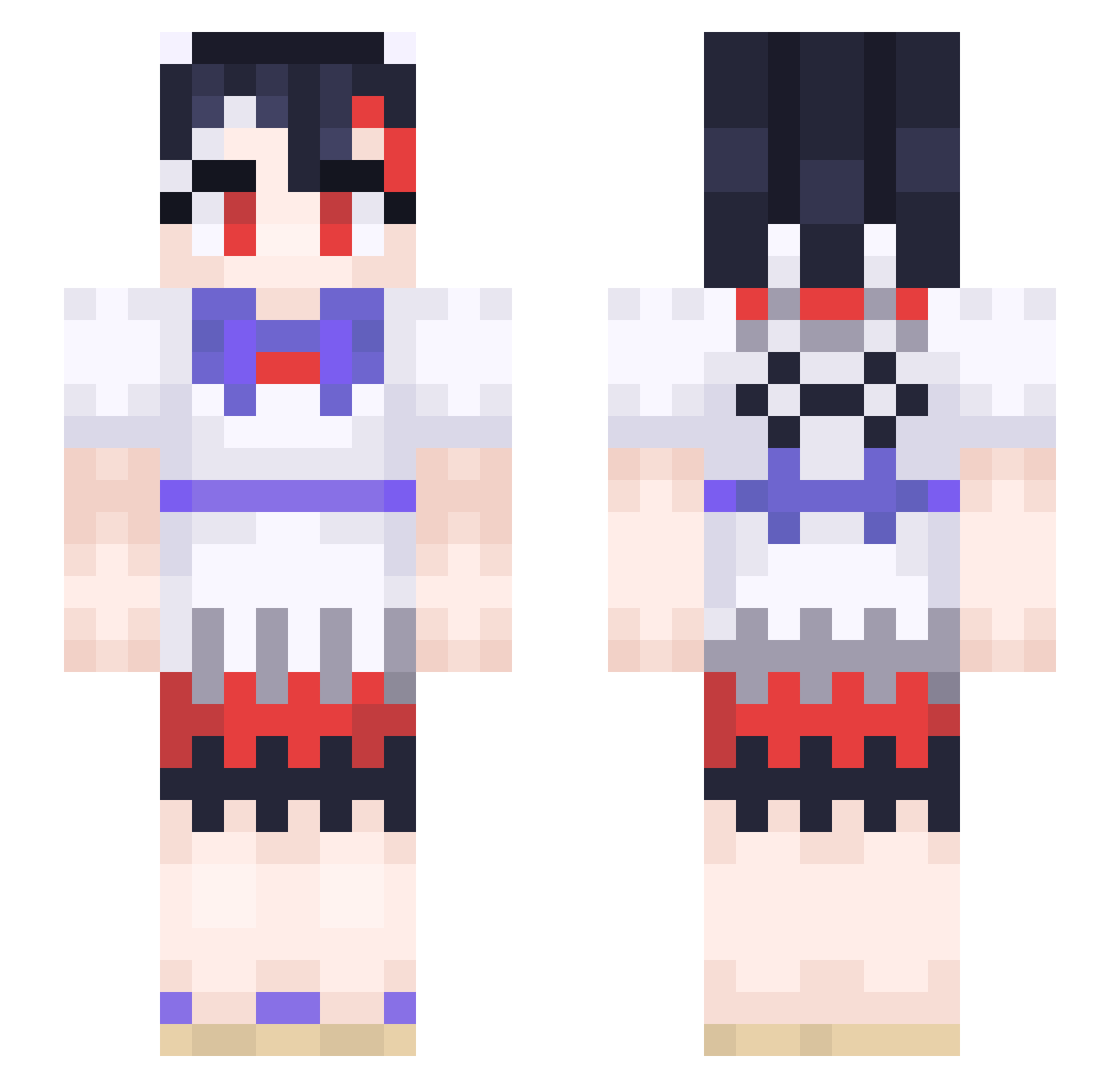 RykerRock Minecraft skin, front and back view