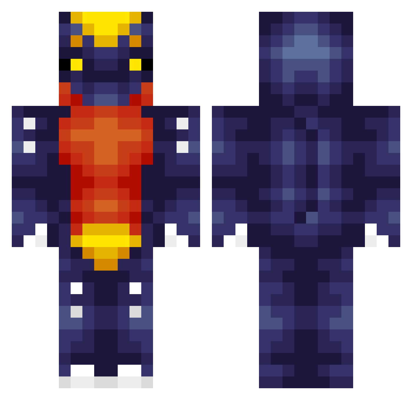 Cellmaster Minecraft skin, front and back view