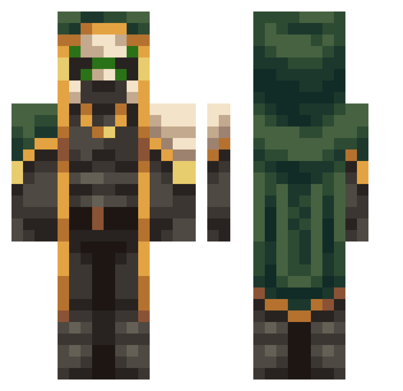 Piercings Minecraft skin, front and back view