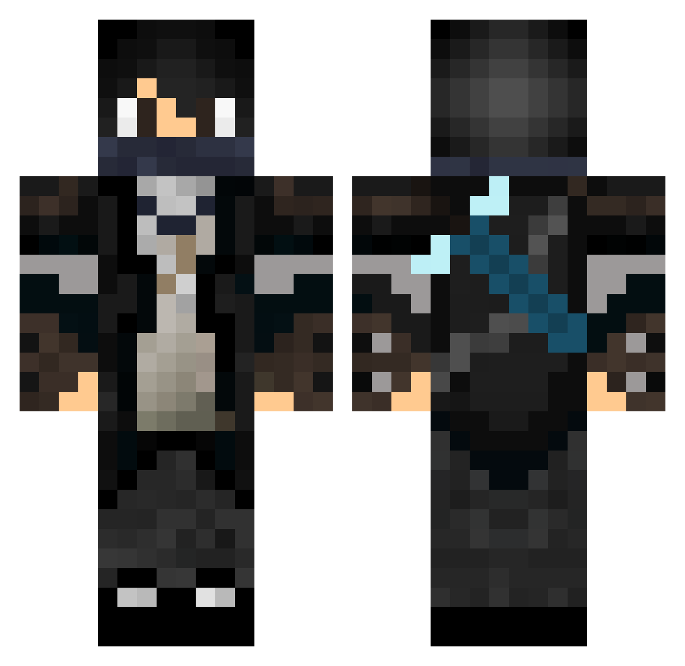 hahaworm Minecraft skin, front and back view