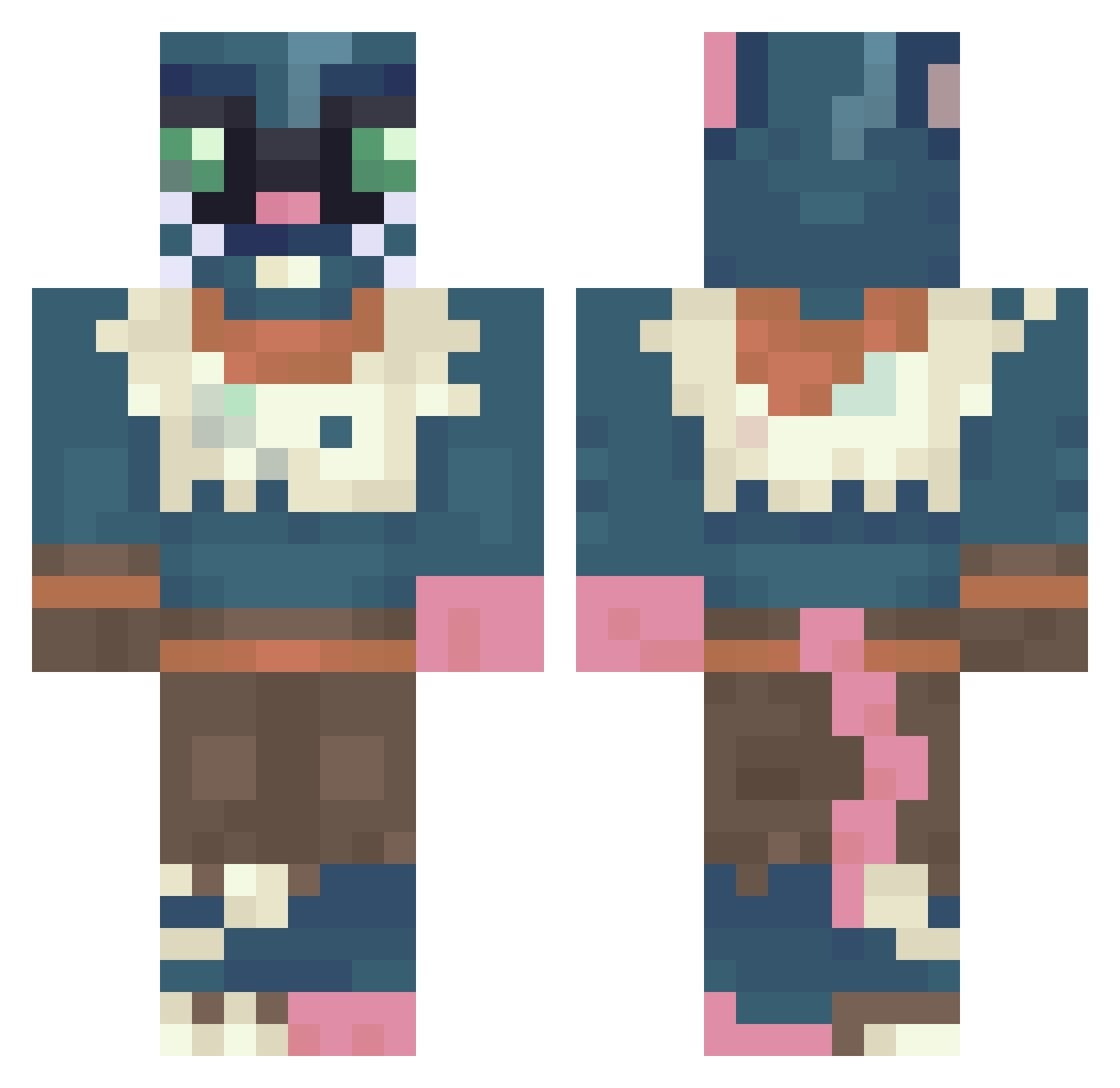 BedyWorld Minecraft skin, front and back view
