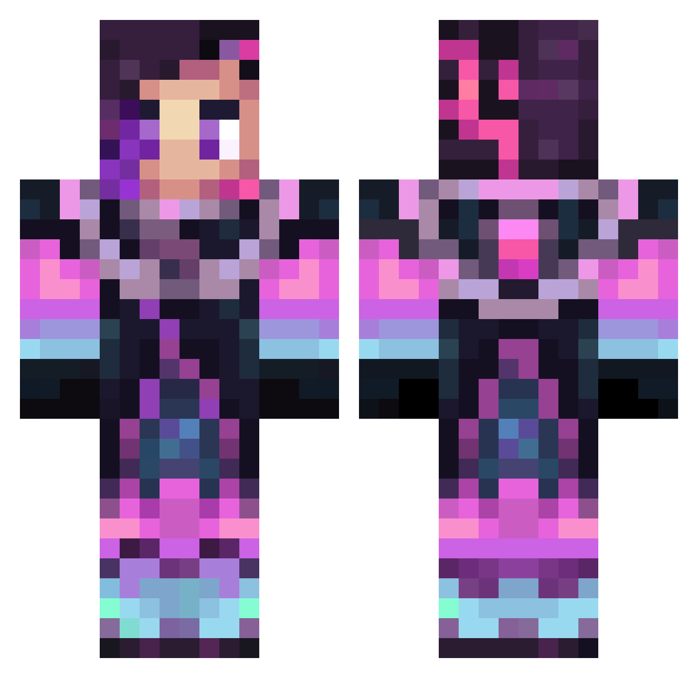 UwUHinataTehe Minecraft skin, front and back view