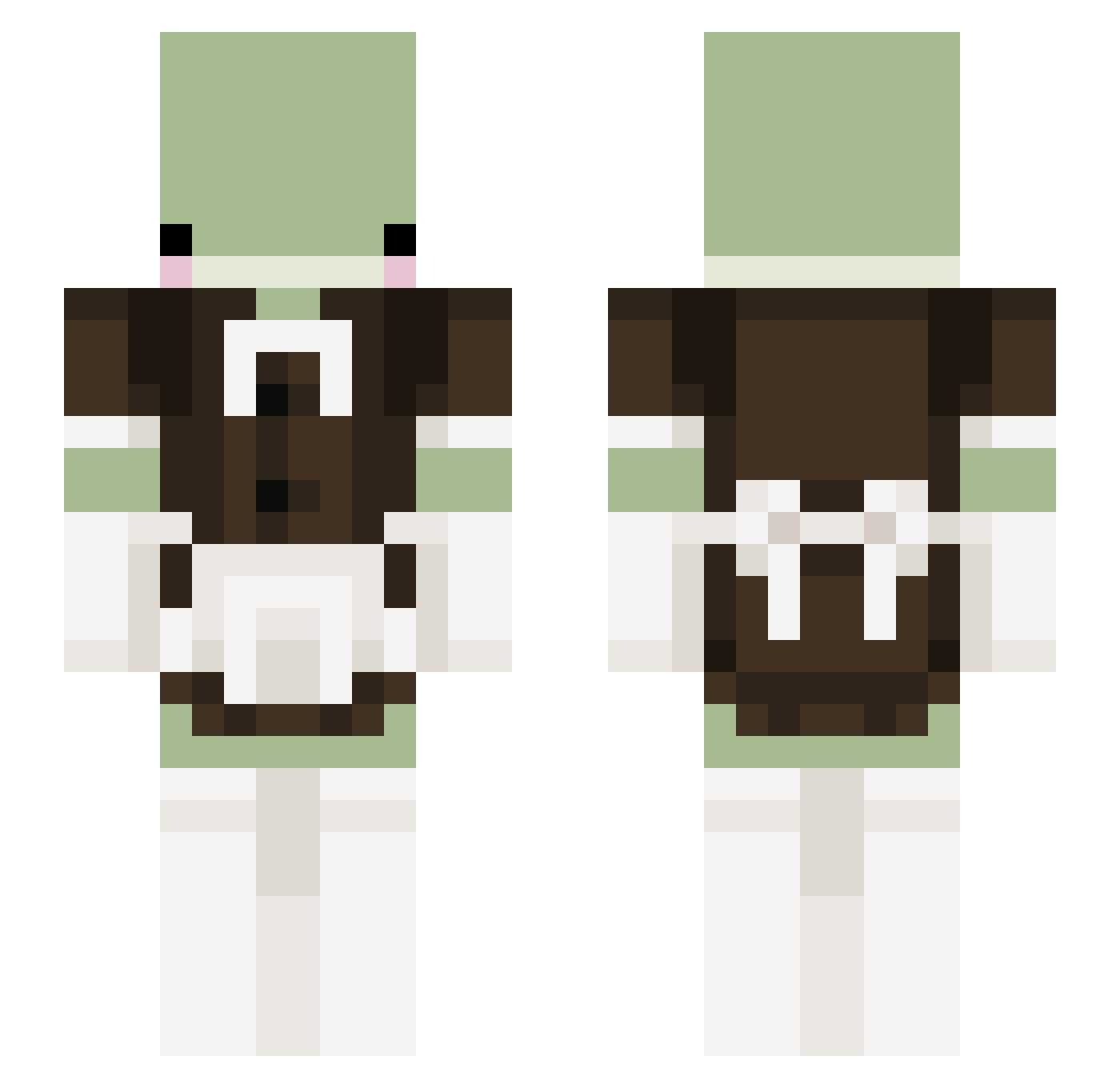 omnipoot Minecraft skin, front and back view