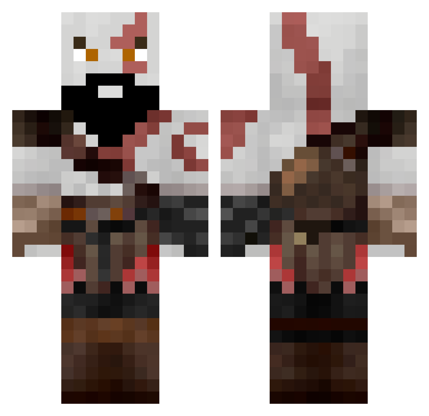 Stormteror Minecraft skin, front and back view