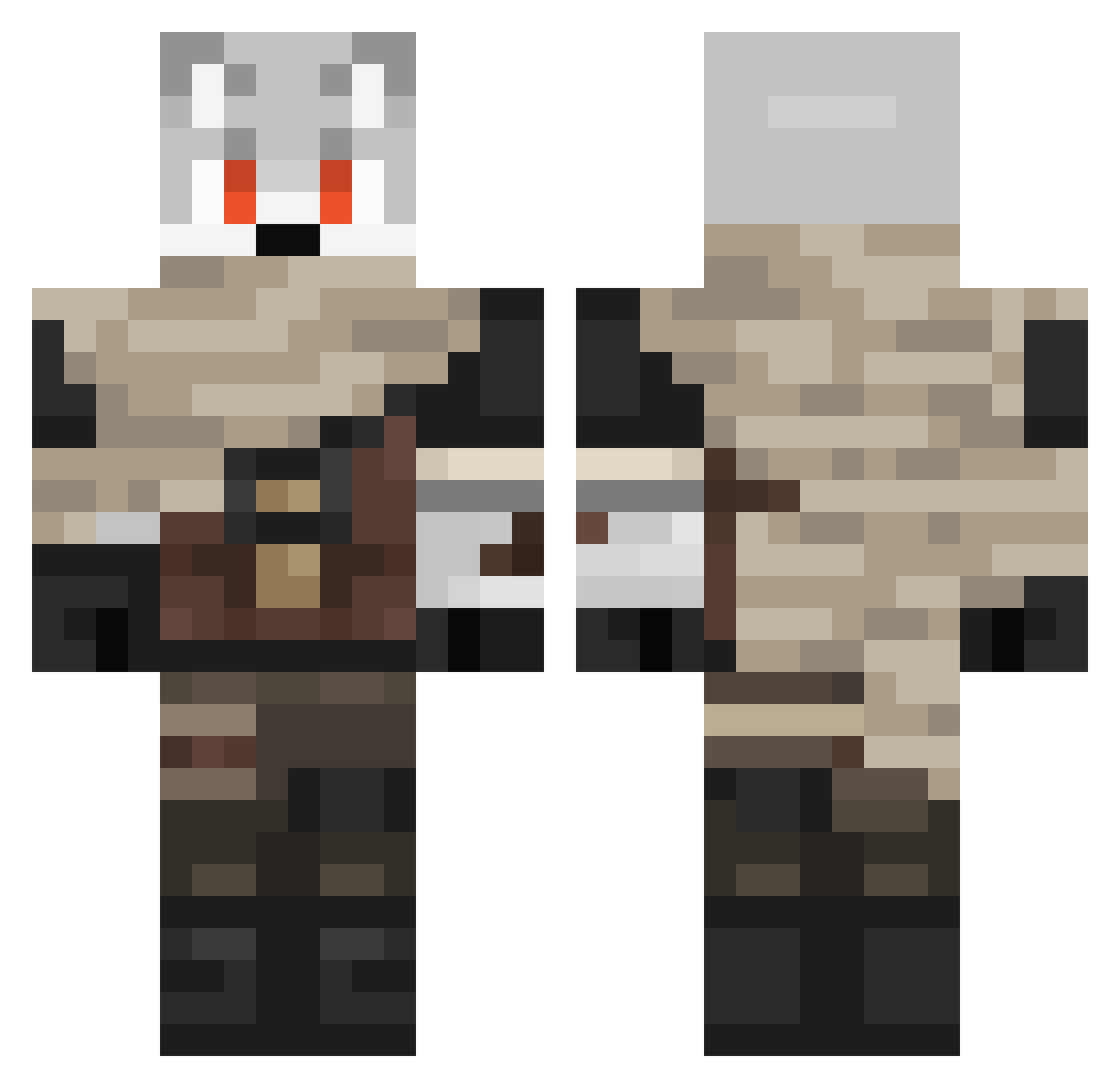 Aper_Rex Minecraft skin, front and back view