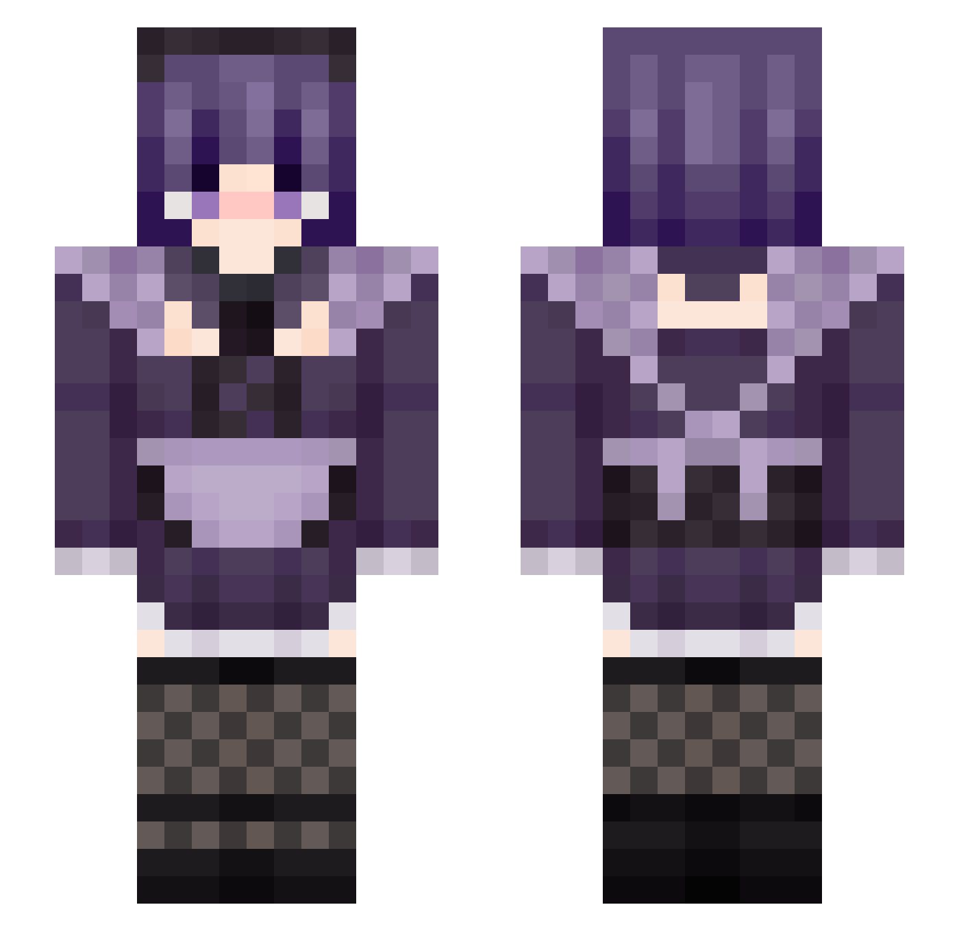 saqx Minecraft skin, front and back view