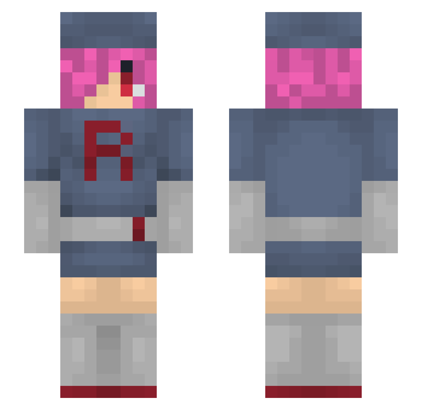 ApathySoftware Minecraft skin, front and back view