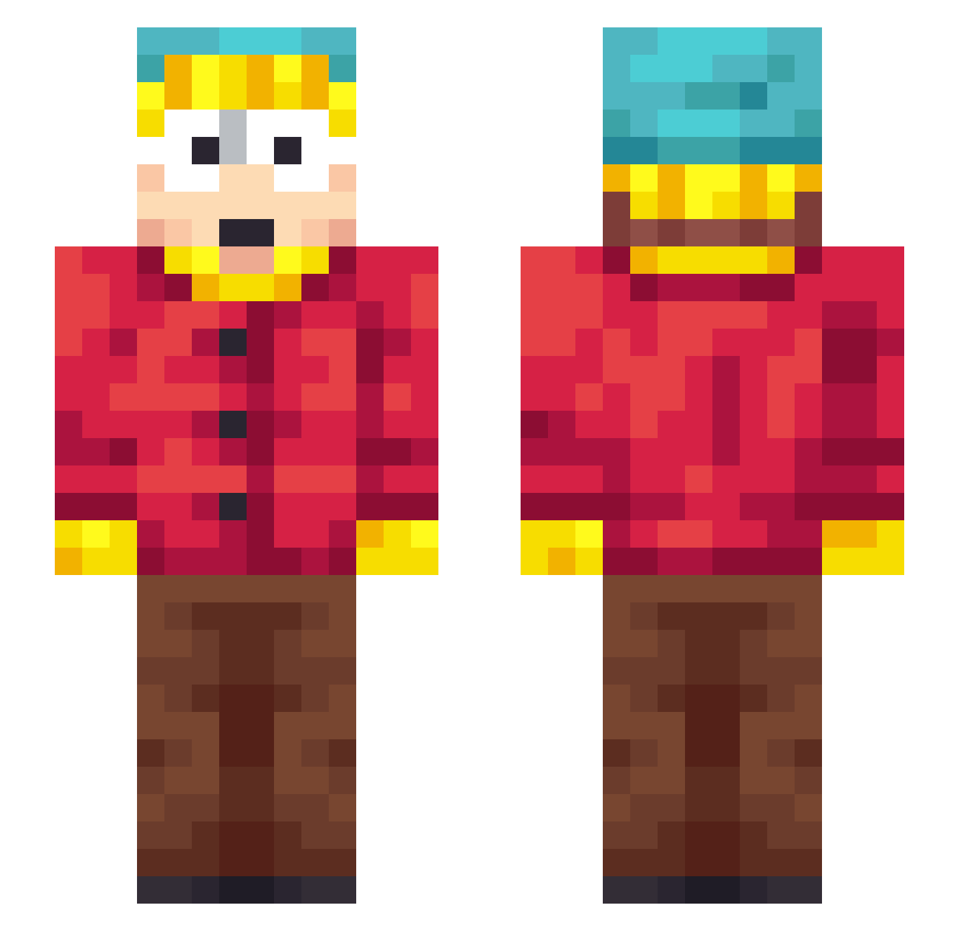 sneqo Minecraft skin, front and back view