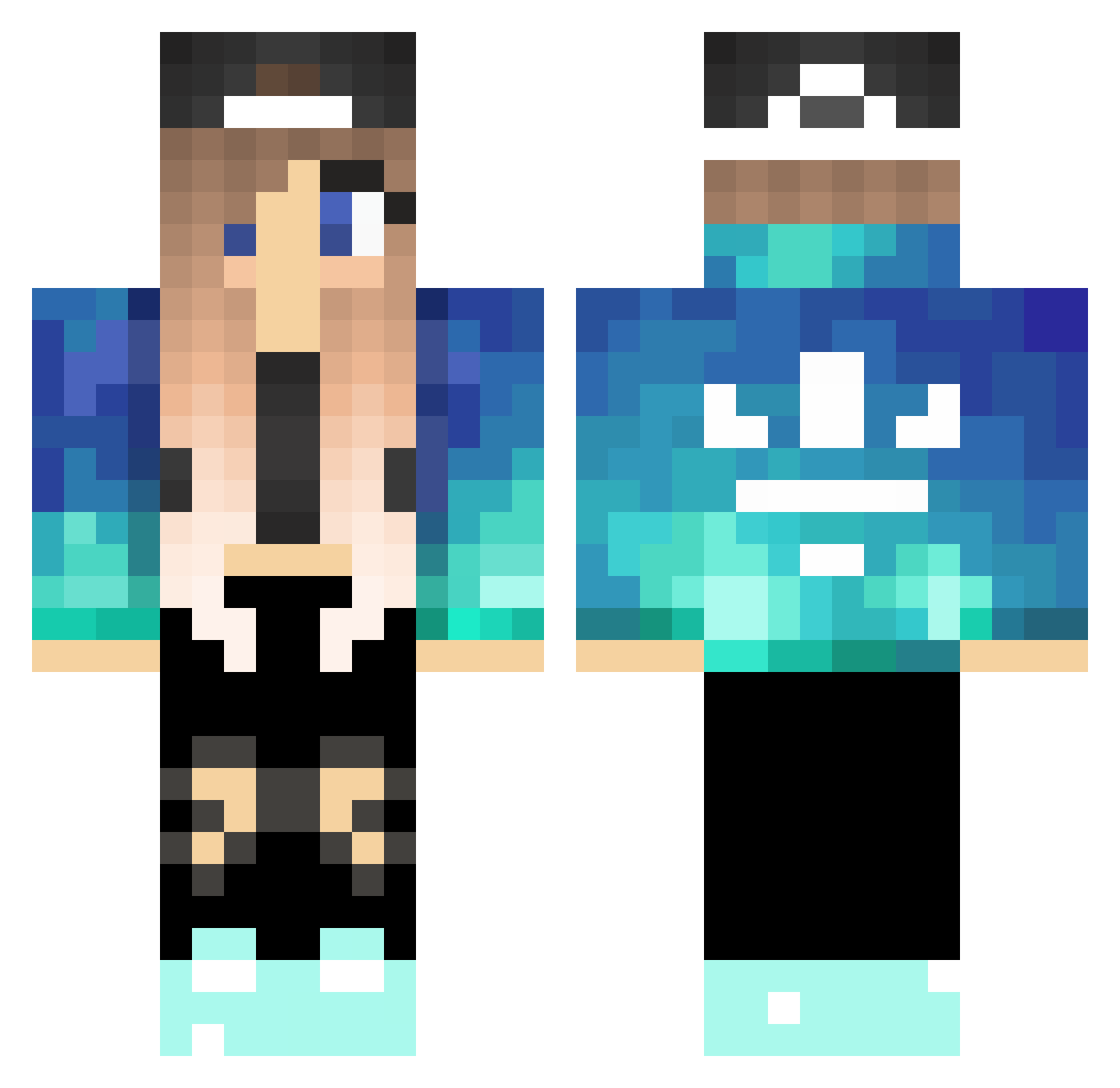 MasterFoxTV26 Minecraft skin, front and back view