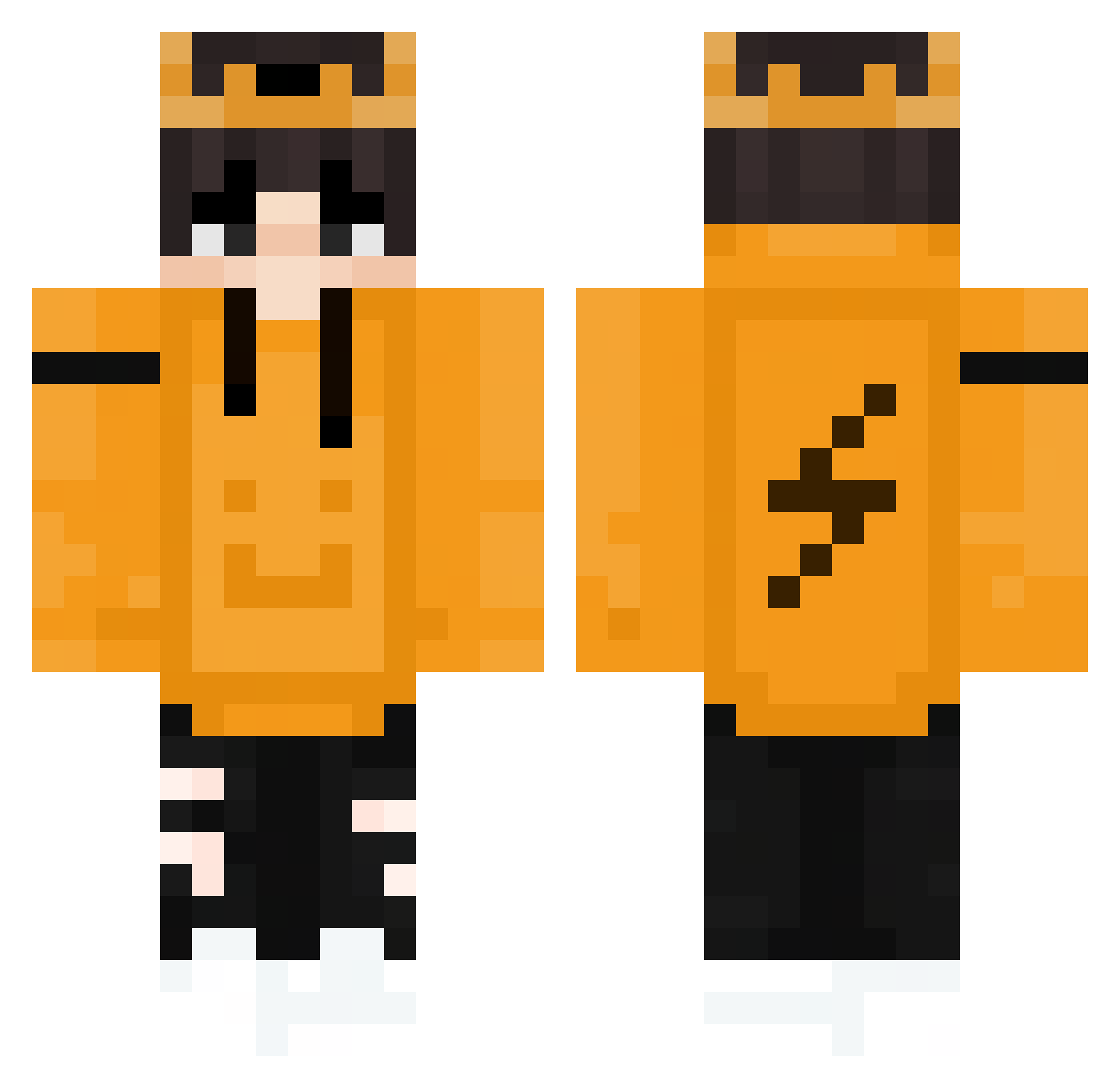 Wakacjowy Minecraft skin, front and back view