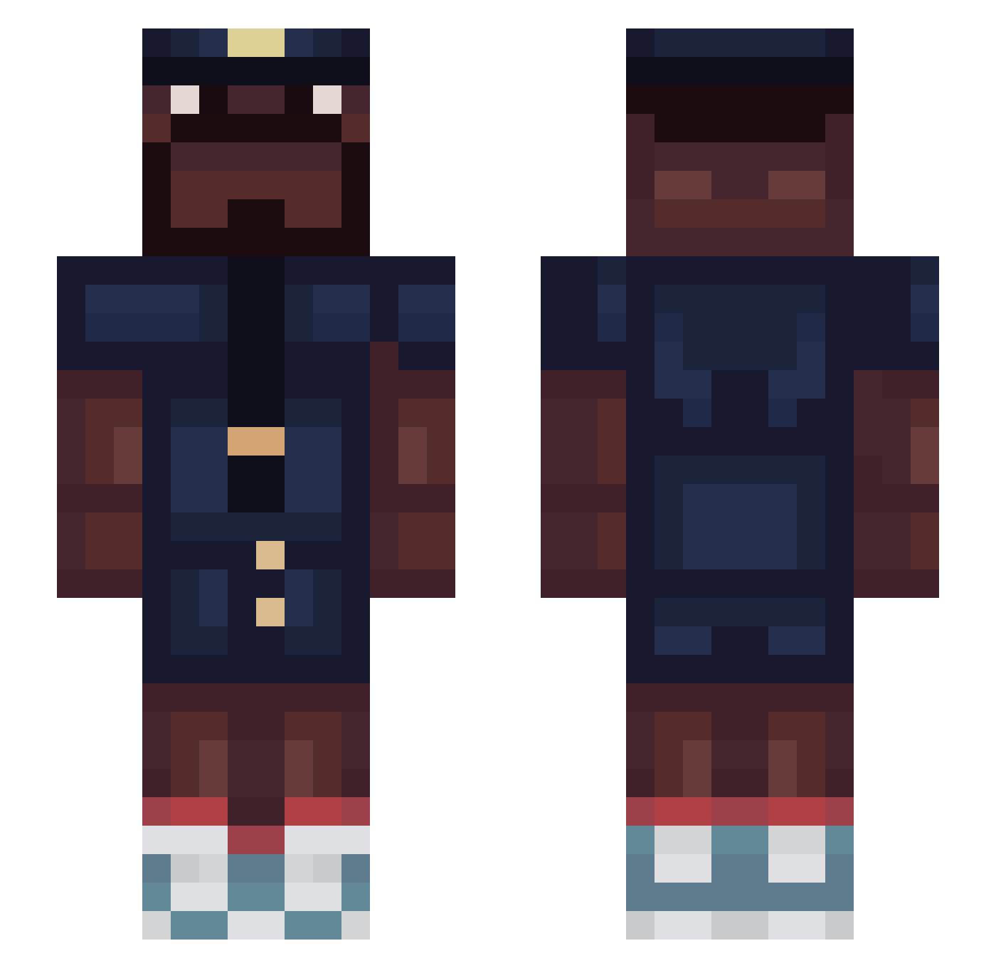 ItzHolm Minecraft skin, front and back view