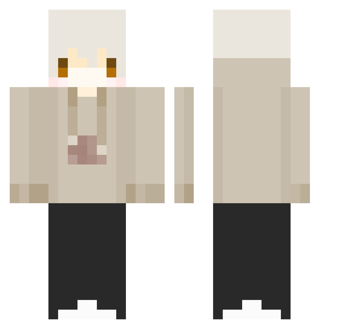Raw_cat Minecraft skin, front and back view