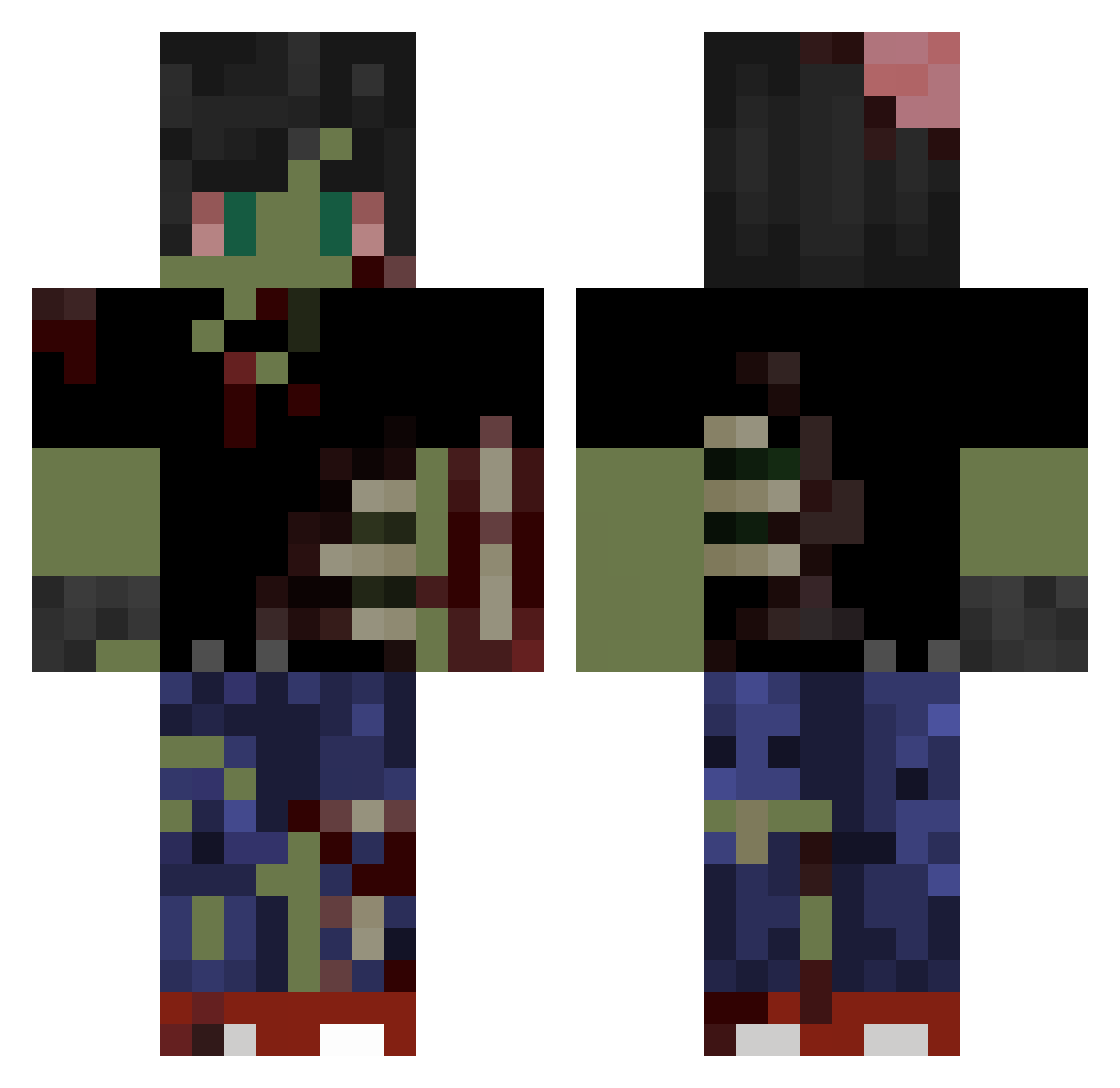 frostedpiapro Minecraft skin, front and back view