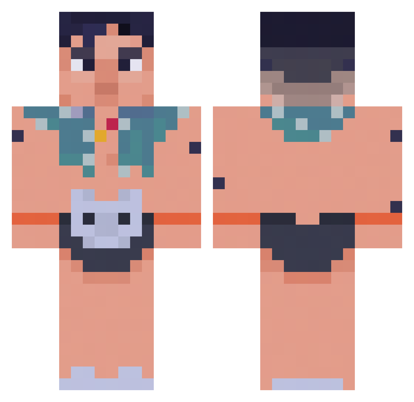 OOFcarCAT Minecraft skin, front and back view