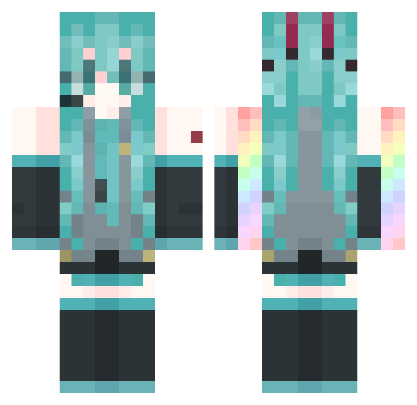 Teacopoint Minecraft skin, front and back view