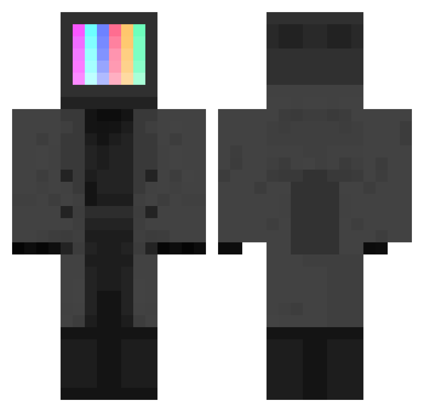 NicNieWidzisz Minecraft skin, front and back view