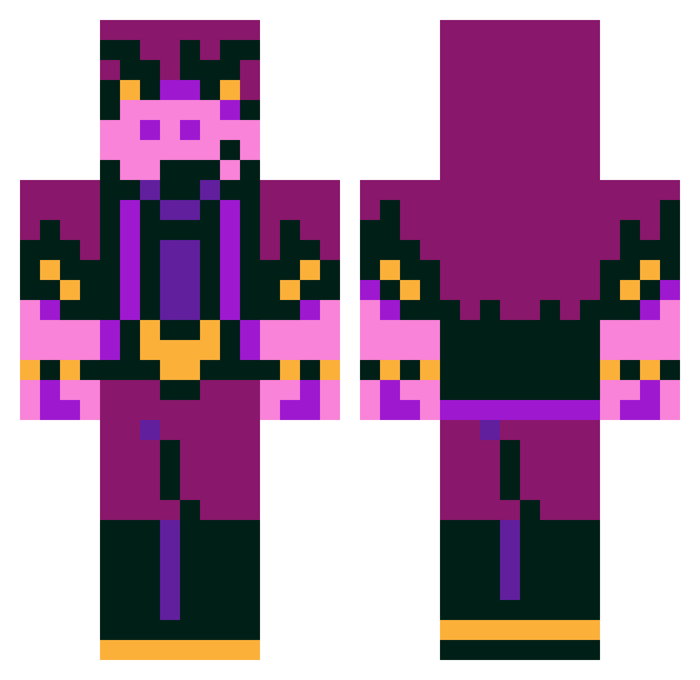 angorafelis Minecraft skin, front and back view