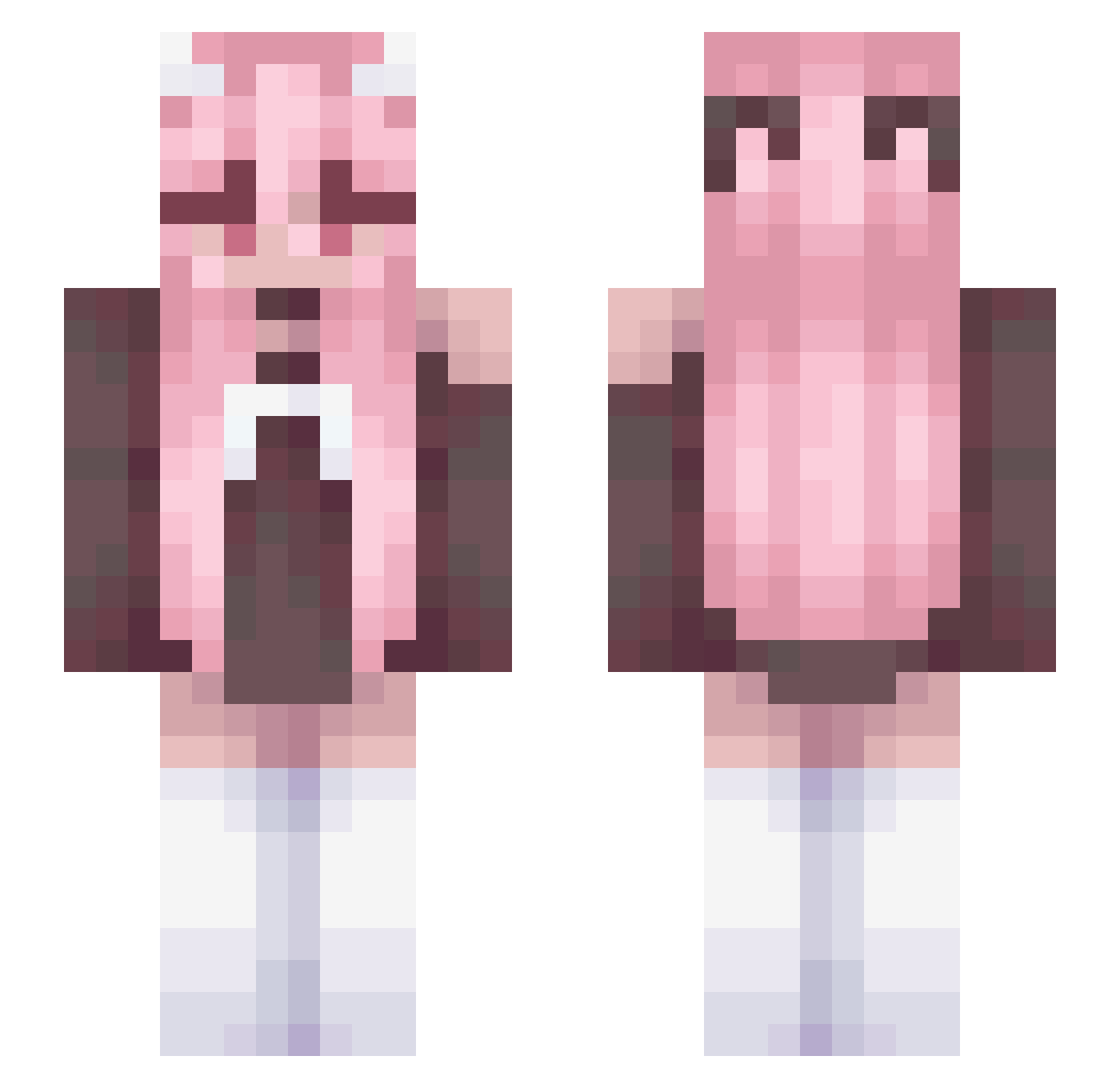 Pugman813 Minecraft skin, front and back view