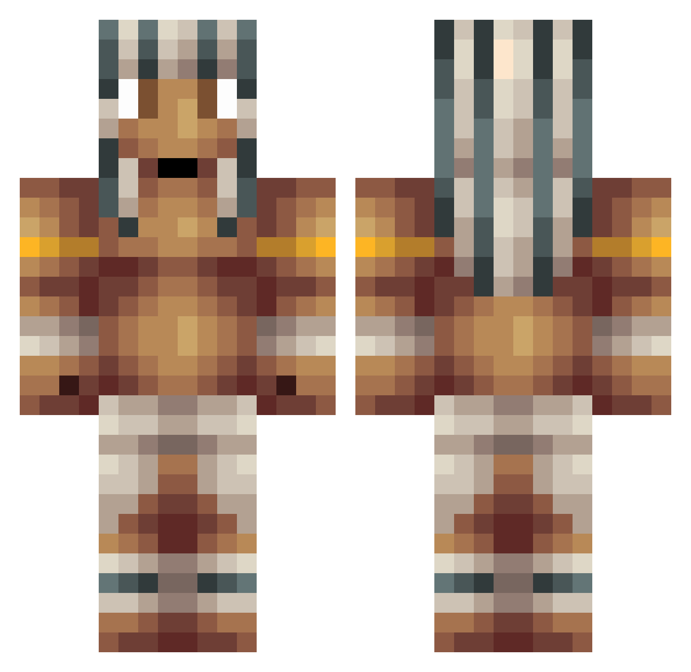 SamurajKrek Minecraft skin, front and back view