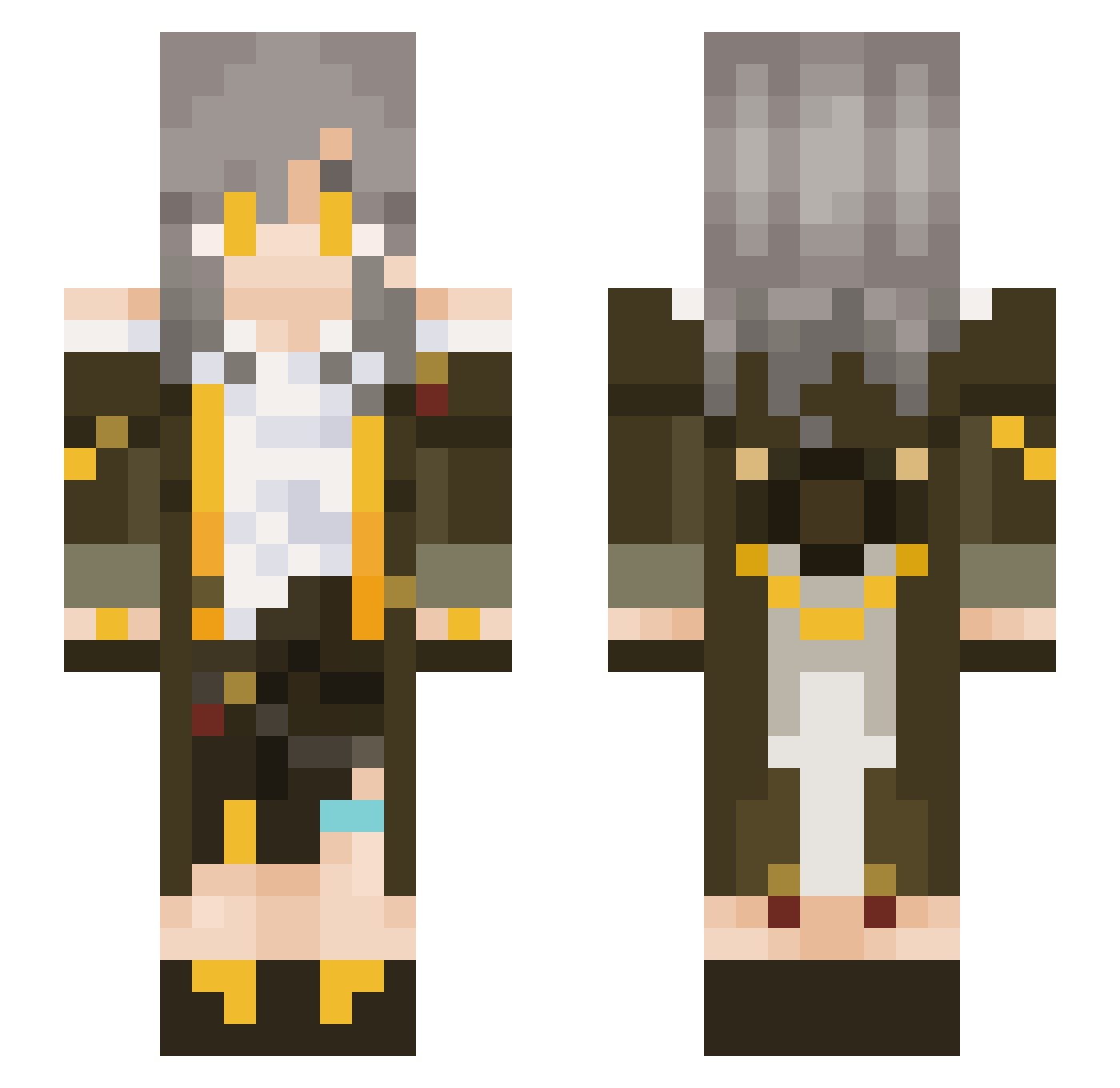 Gold1ty_124 Minecraft skin, front and back view