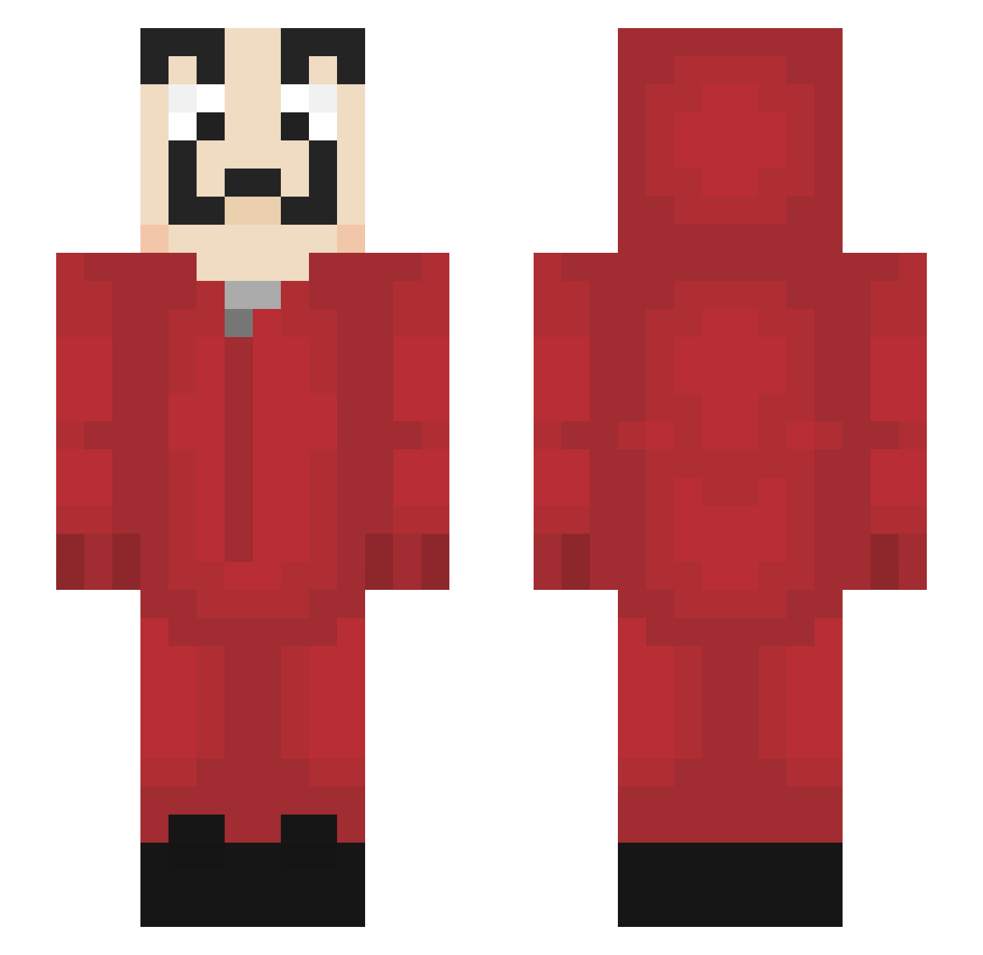 Rezourcefully Minecraft skin, front and back view