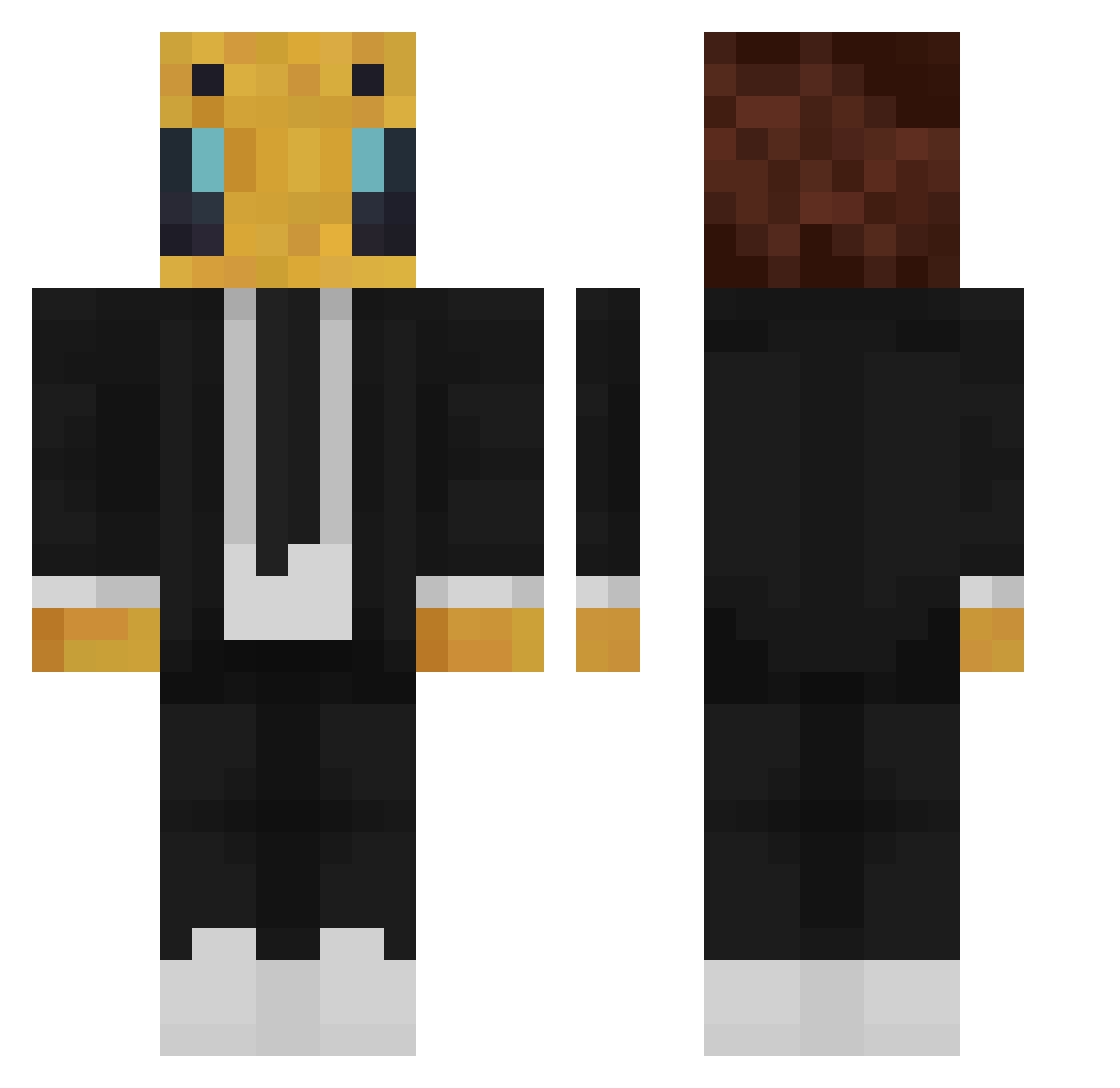 Jakimozo Minecraft skin, front and back view
