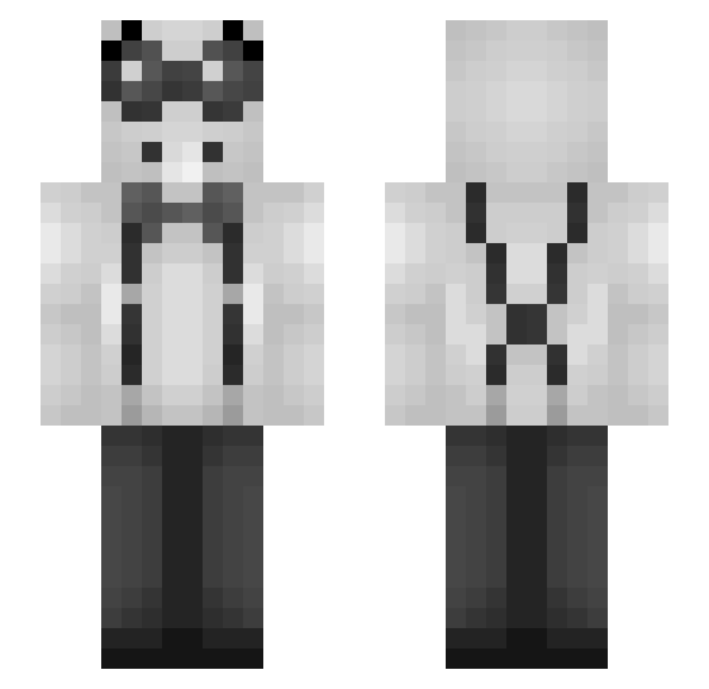 LukepNK Minecraft skin, front and back view