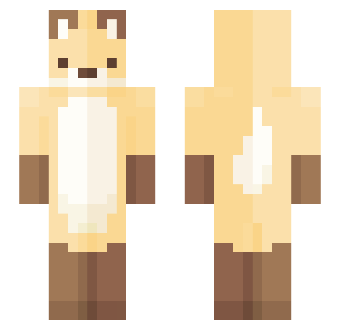 pommepommes Minecraft skin, front and back view