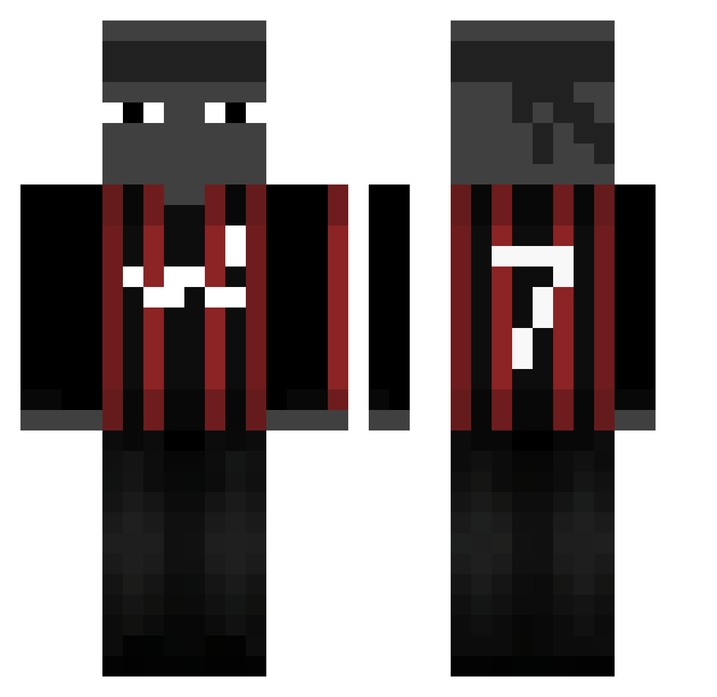 Deadsue Minecraft skin, front and back view