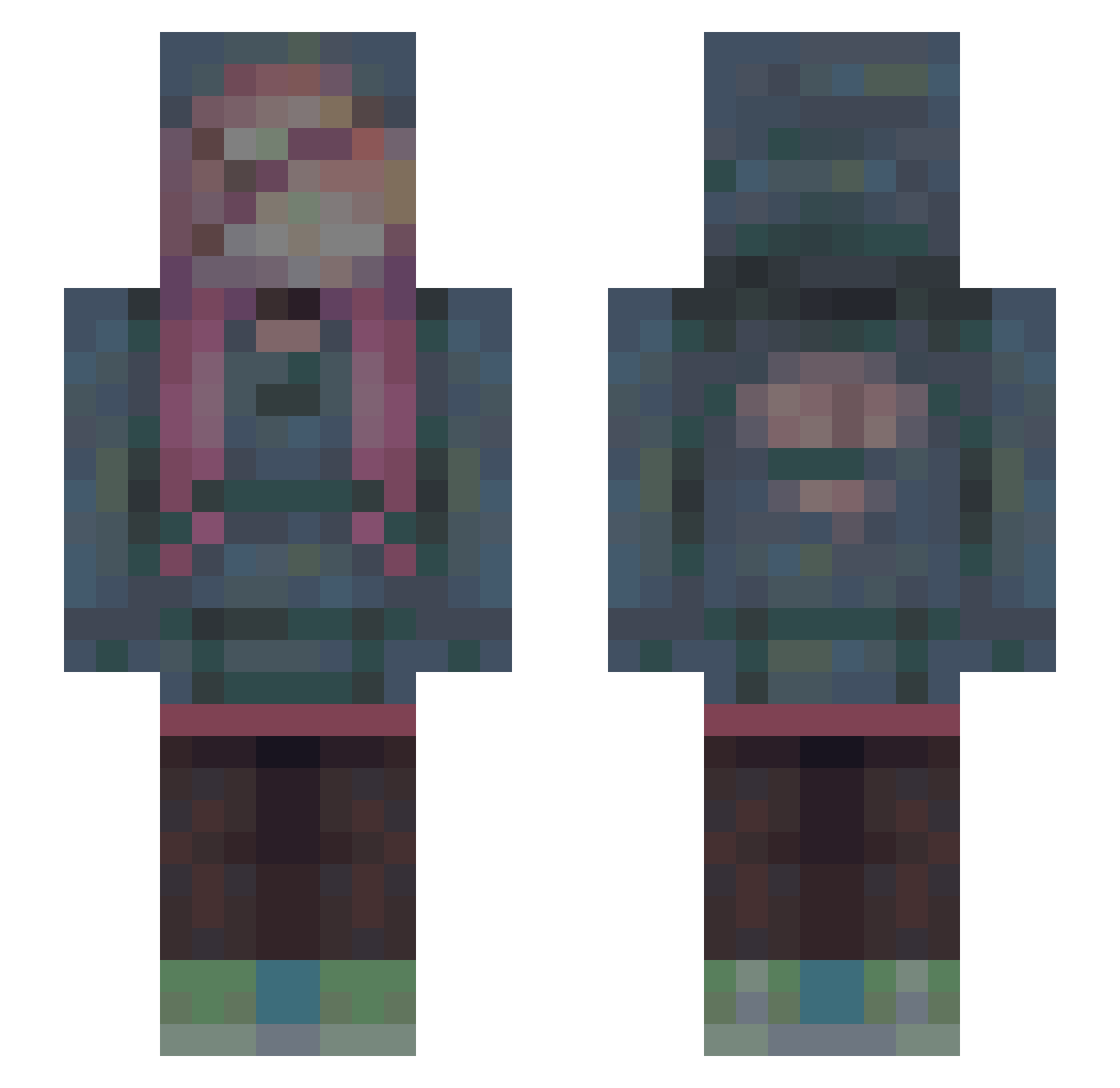 nervousantic Minecraft skin, front and back view