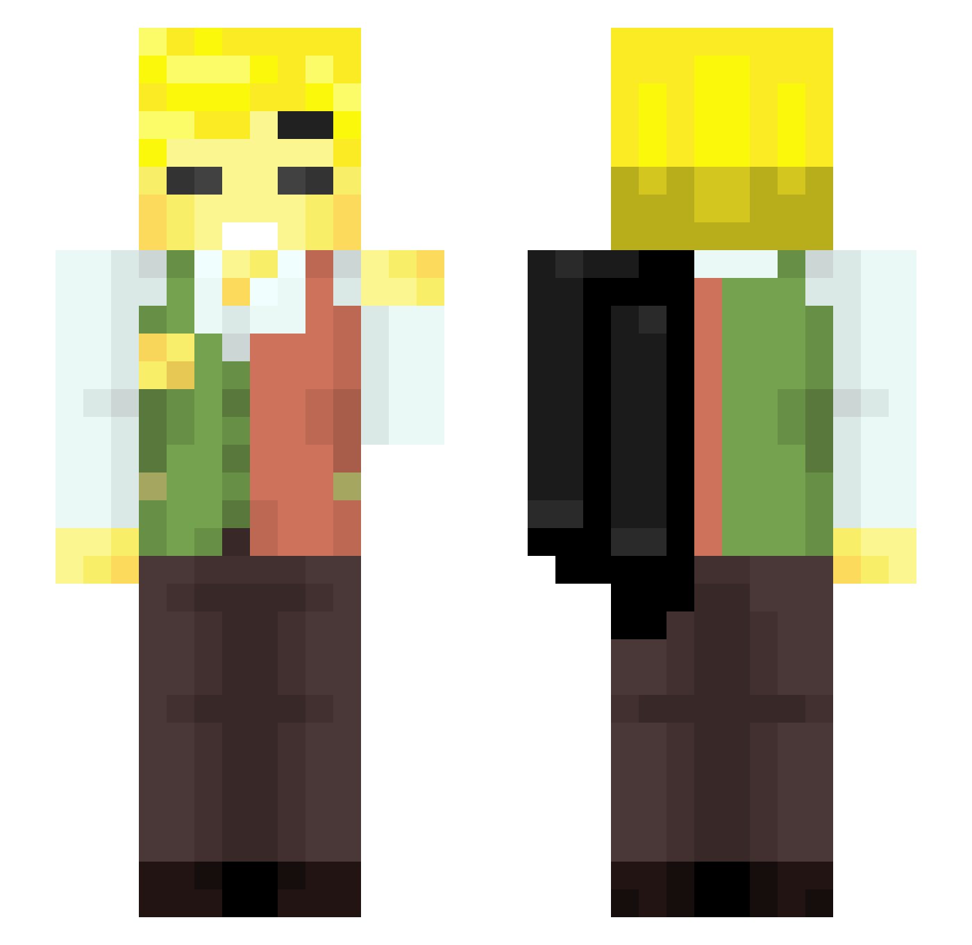 T0URMA Minecraft skin, front and back view