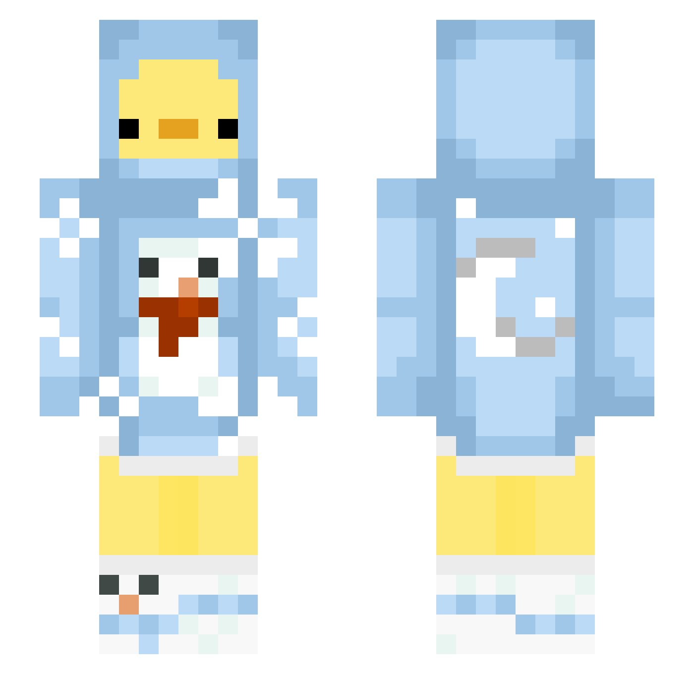 DDUDDU Minecraft skin, front and back view