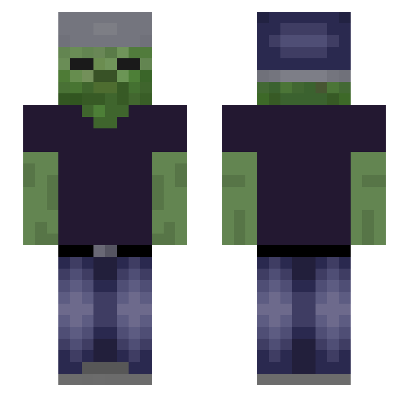 wckst Minecraft skin, front and back view