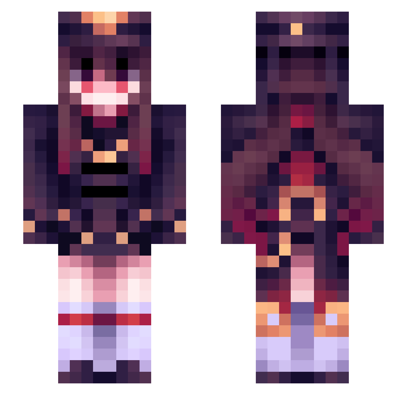 Aisami_X Minecraft skin, front and back view