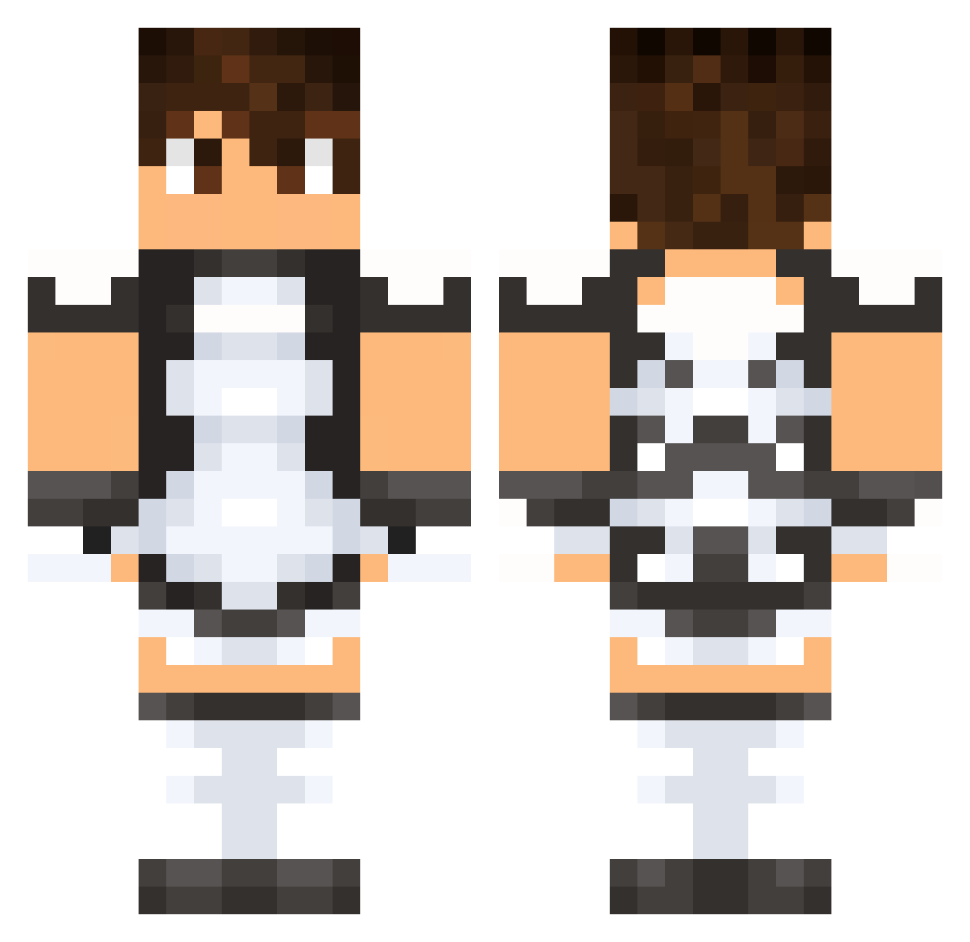 FlameAJ Minecraft skin, front and back view