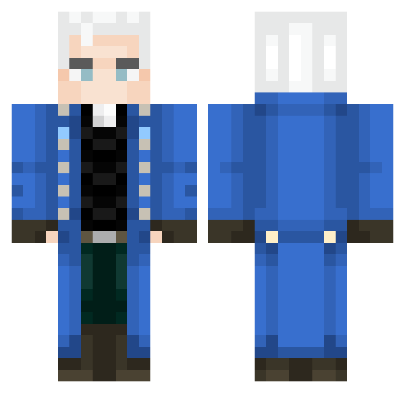 Zaraki_K Minecraft skin, front and back view