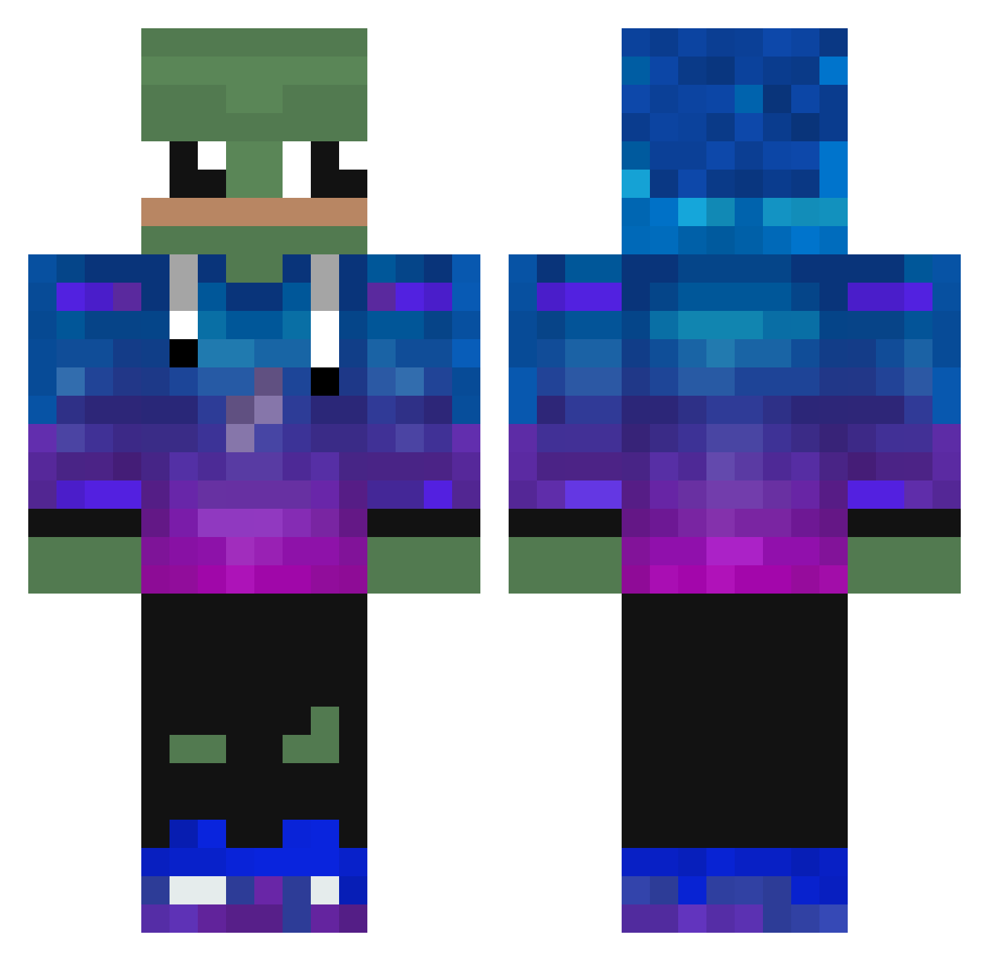 Quintillion Minecraft skin, front and back view
