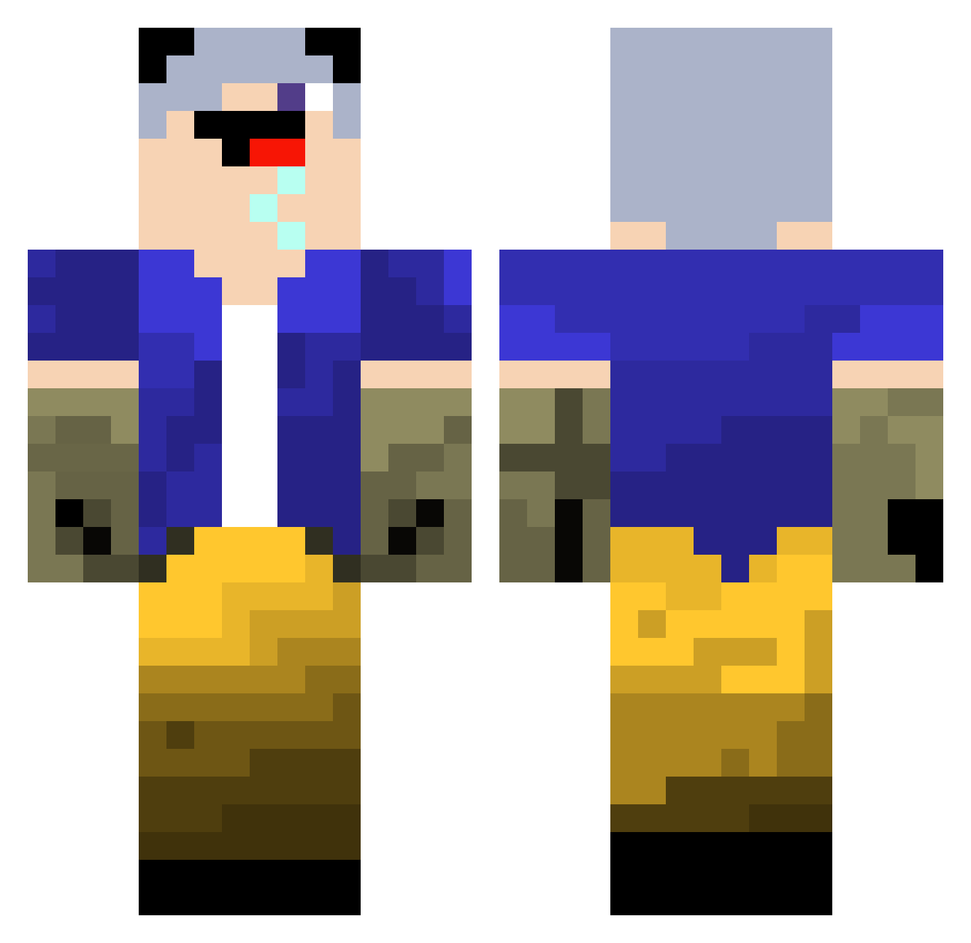 Jodi_HD Minecraft skin, front and back view