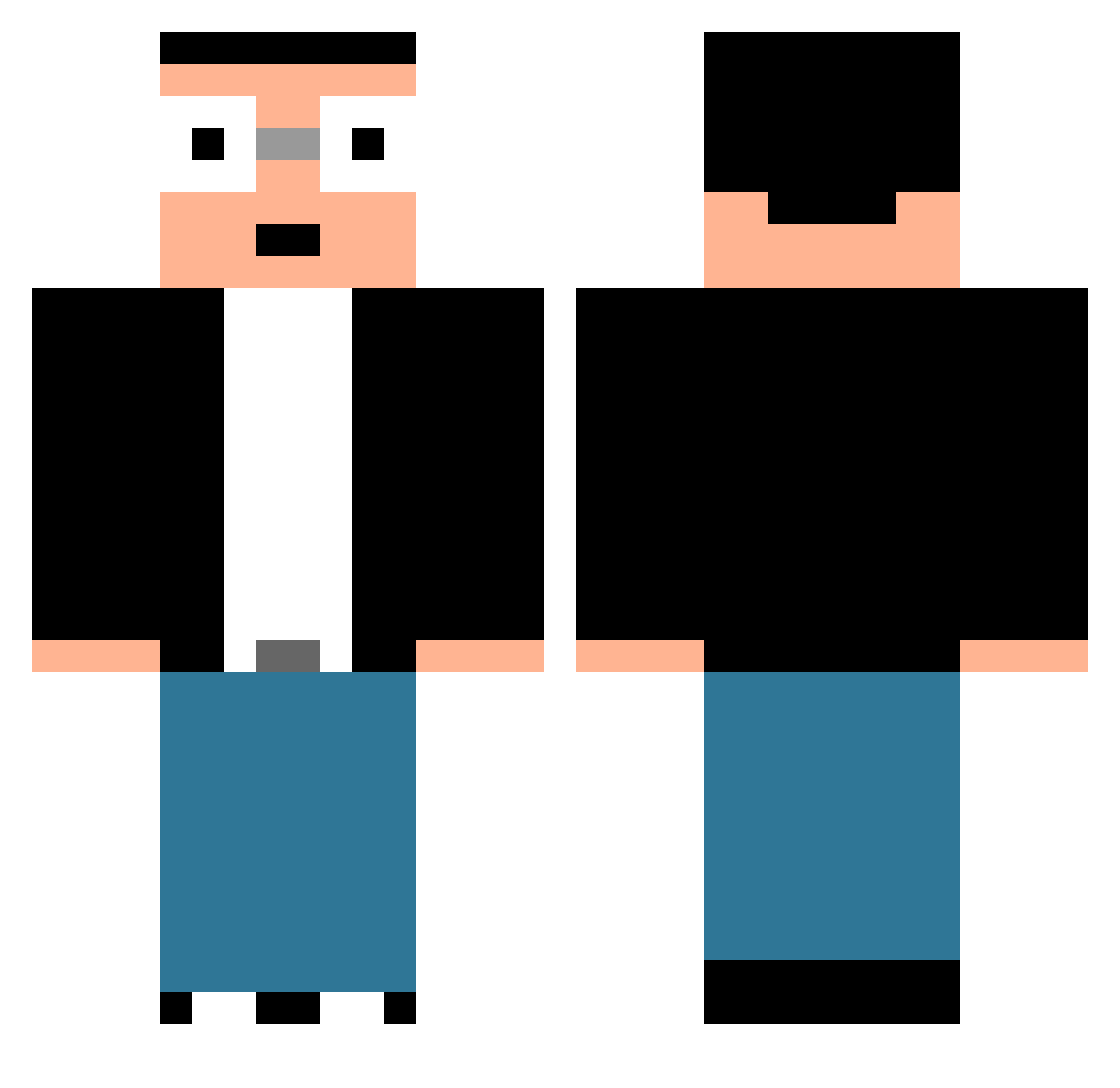 Pinard Minecraft skin, front and back view