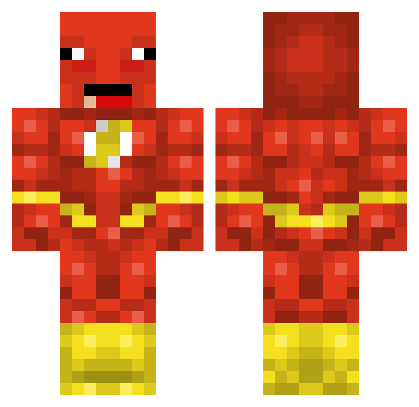 TehFlosh Minecraft skin, front and back view