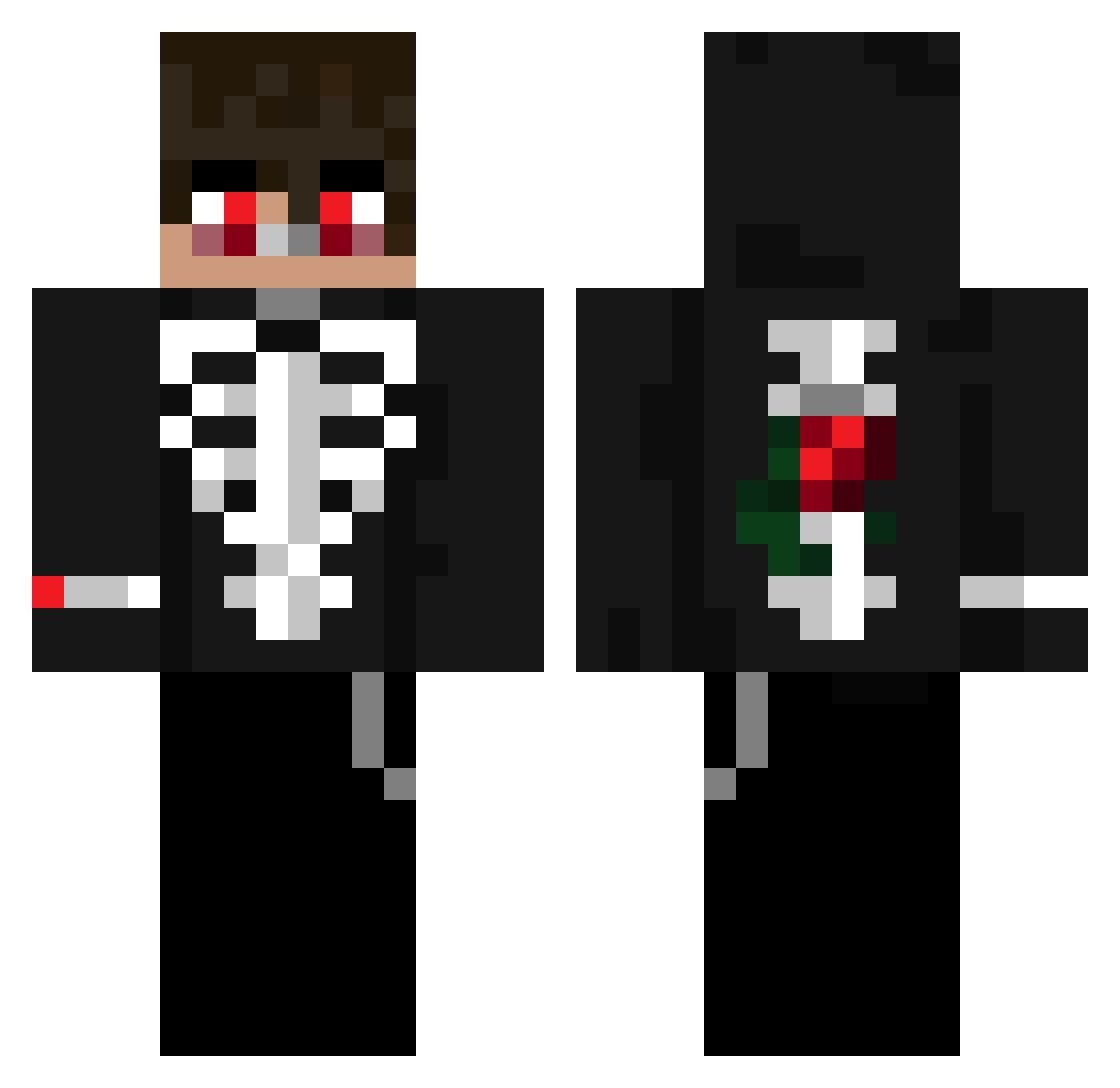Redker Minecraft skin, front and back view