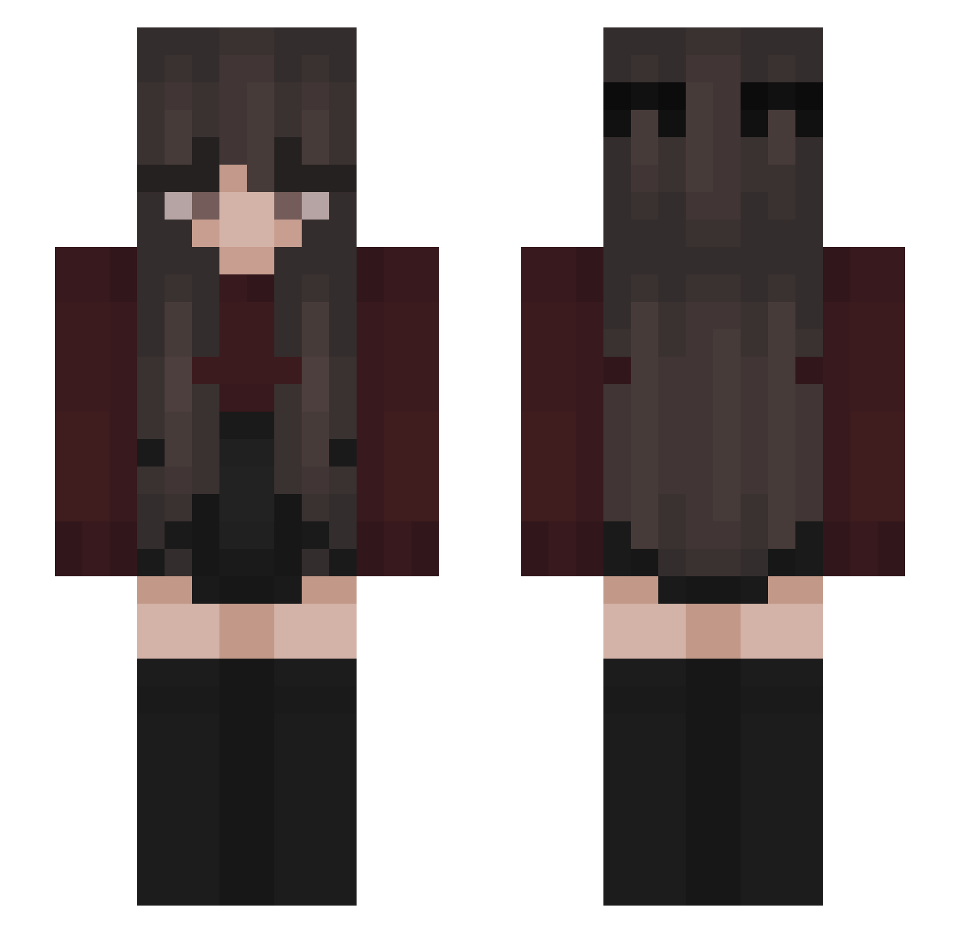 ToasterCZ Minecraft skin, front and back view