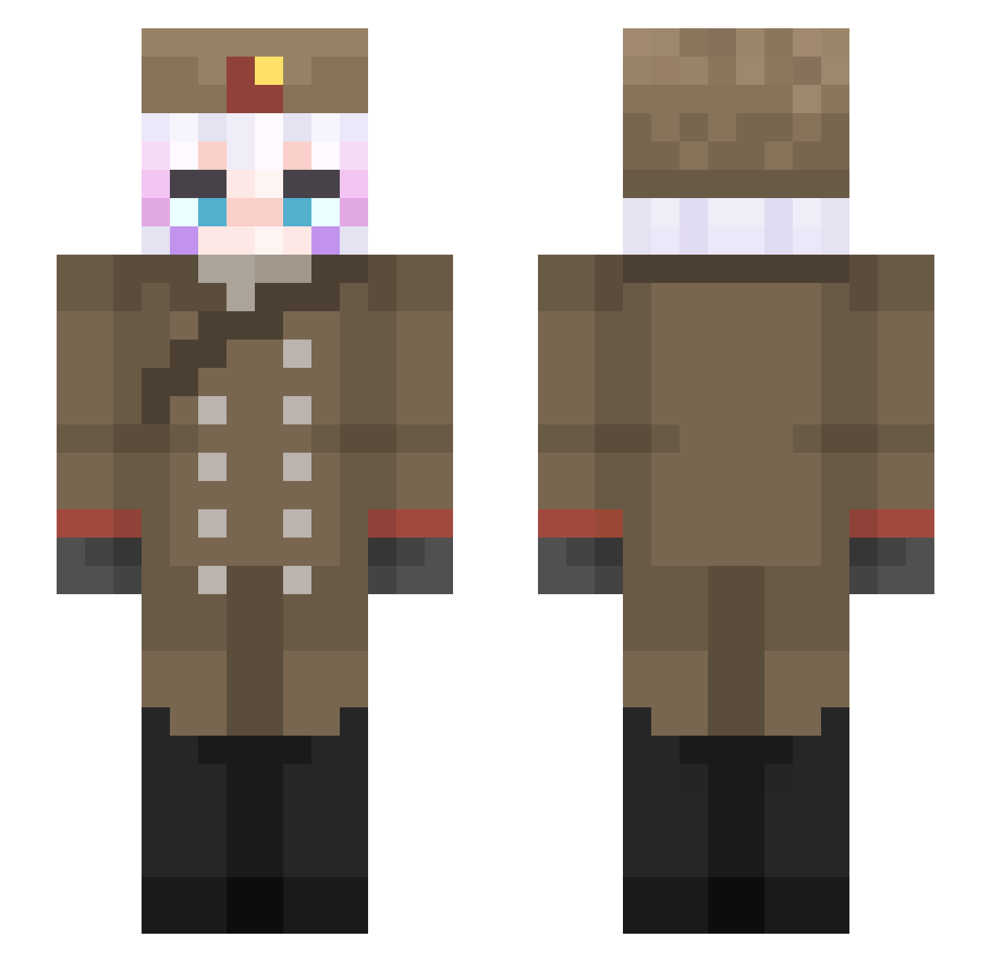 Norpe Minecraft skin, front and back view